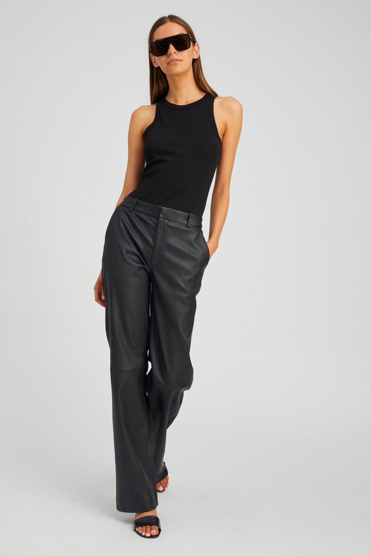 BLACK COTTON RACER TANK - 3