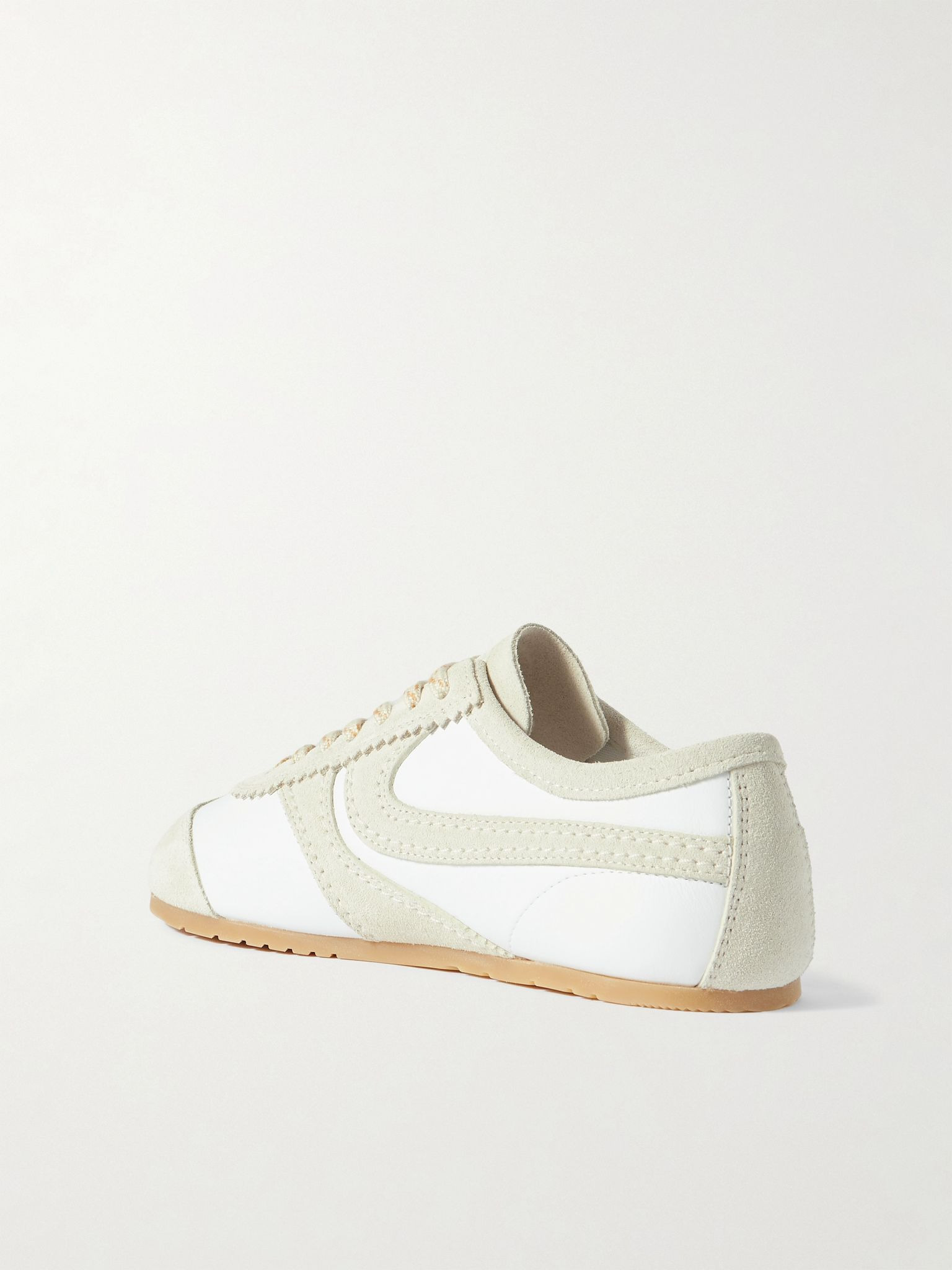 Suede-trimmed leather sneakers White - 3
