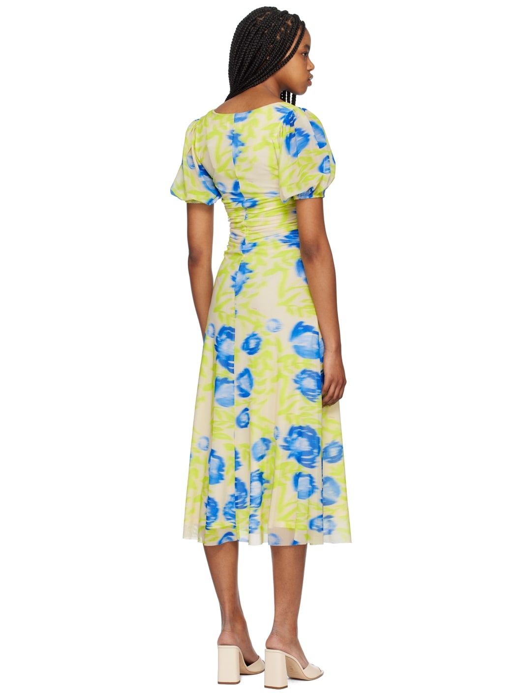 Green & Blue Printed Midi Dress - 3