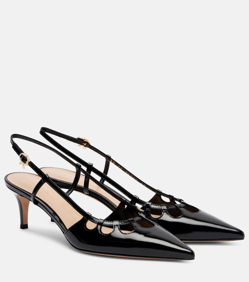 Pointy 55 patent leather slingback pumps 1