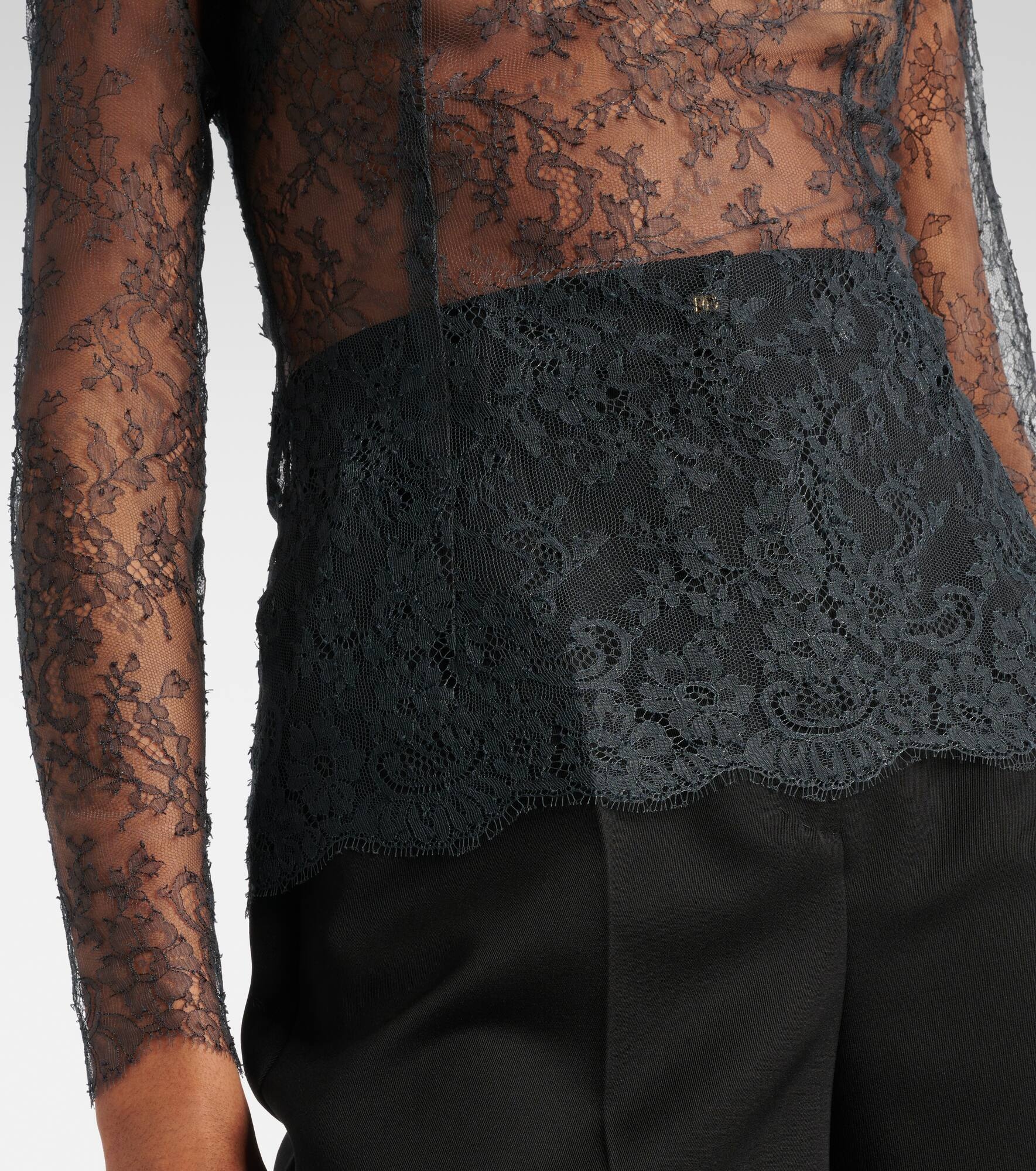 High-neck floral lace top - 5