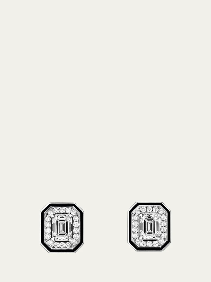 Vendome Lisere 18K White Gold Emerald Cut Diamond Stud Earrings - 1