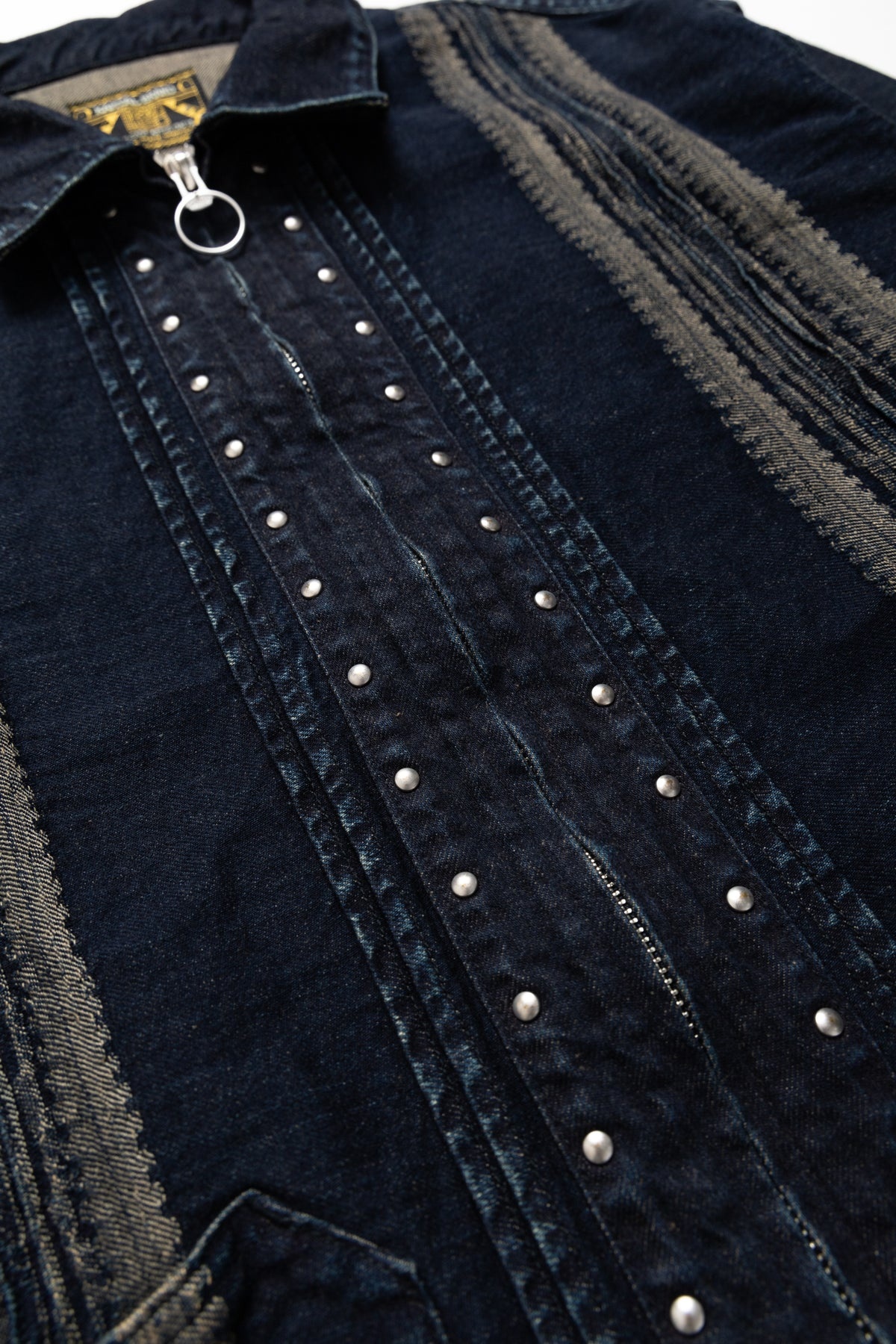 12oz YAGASURI Jacquard Denim CHIMAYO Drizzler JKT - Indigo - 10