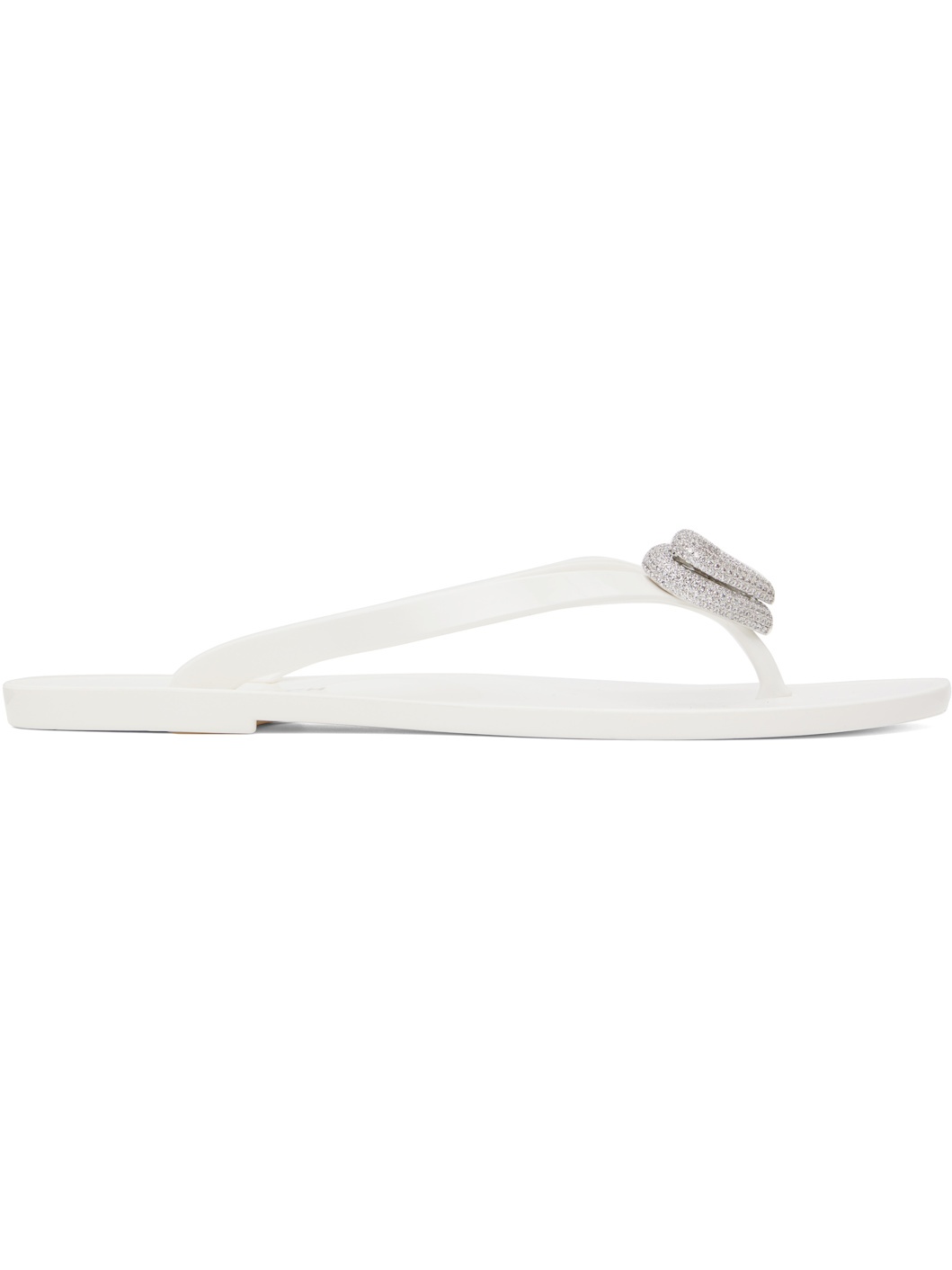 White Double Heart Flip-Flops - 1