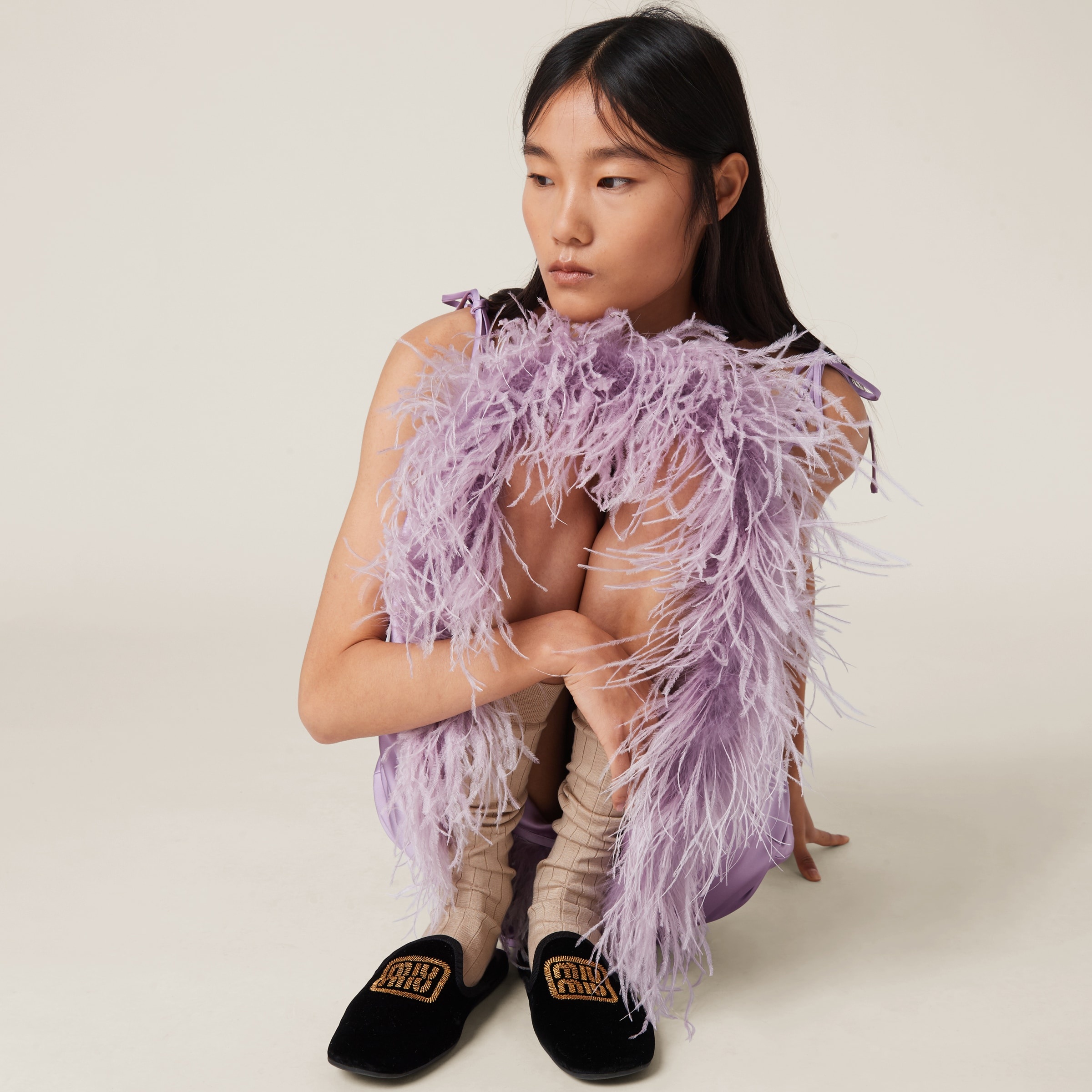 スカート Miu Miu Lilac Satin Skirt INTO · INTO