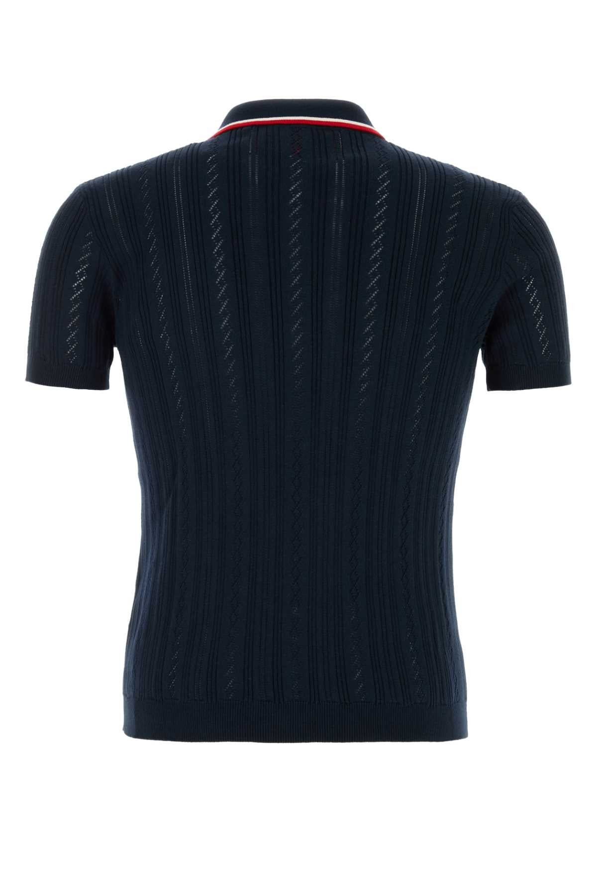 Valentino Garavani Men Navy Blue Cotton Polo Shirt - 2
