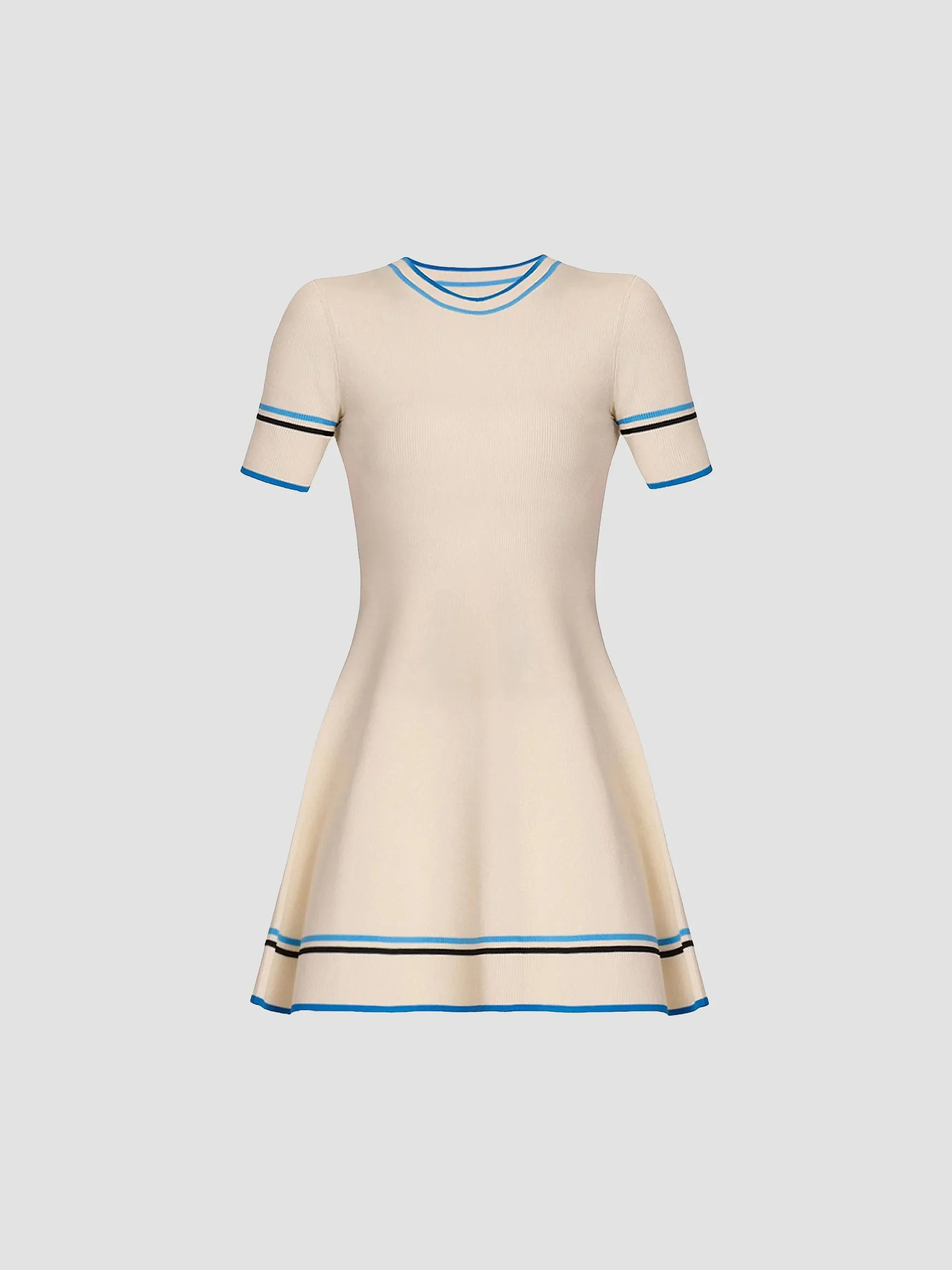 Women's Kate Striped Knitted Mini Dress - Ivory Blue Navy - 1