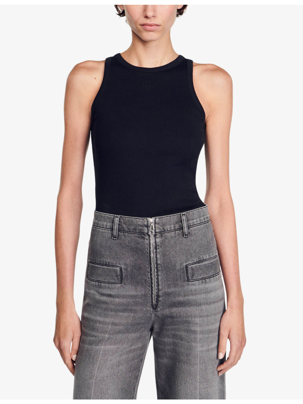 Round-neck sleeveless cotton T-shirt - 3
