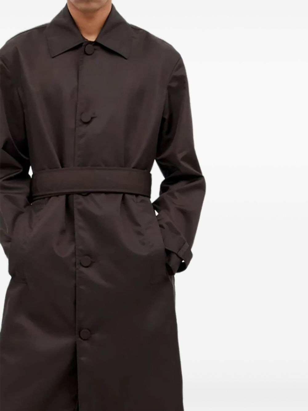 belted buttoned coat - 2