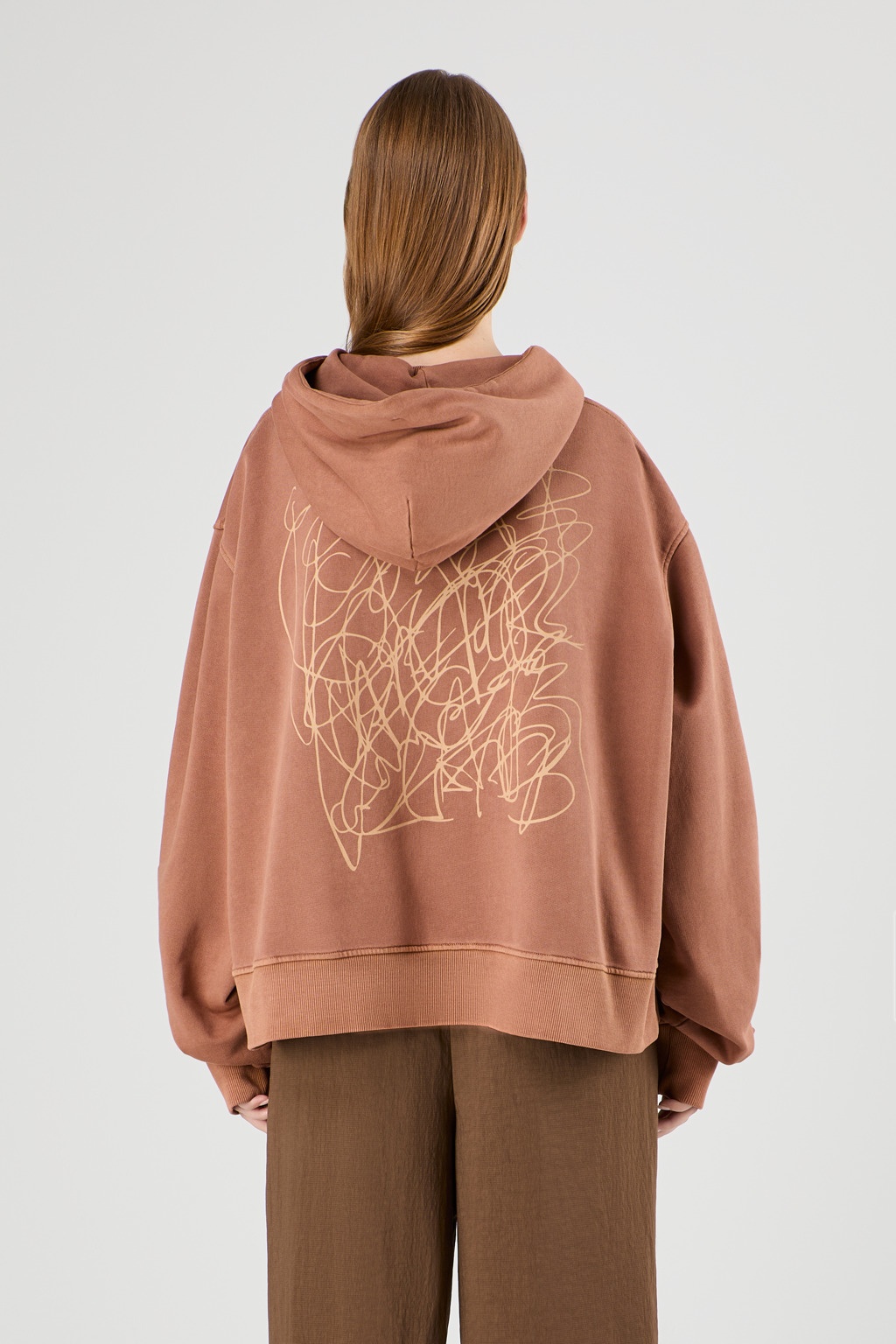 Terracotta Mineral Dye Boxy Hoodie - 3