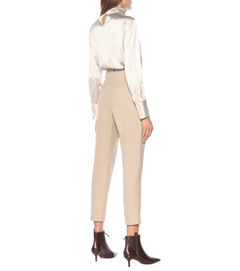 Cotton-blend high-rise tapered pants 3