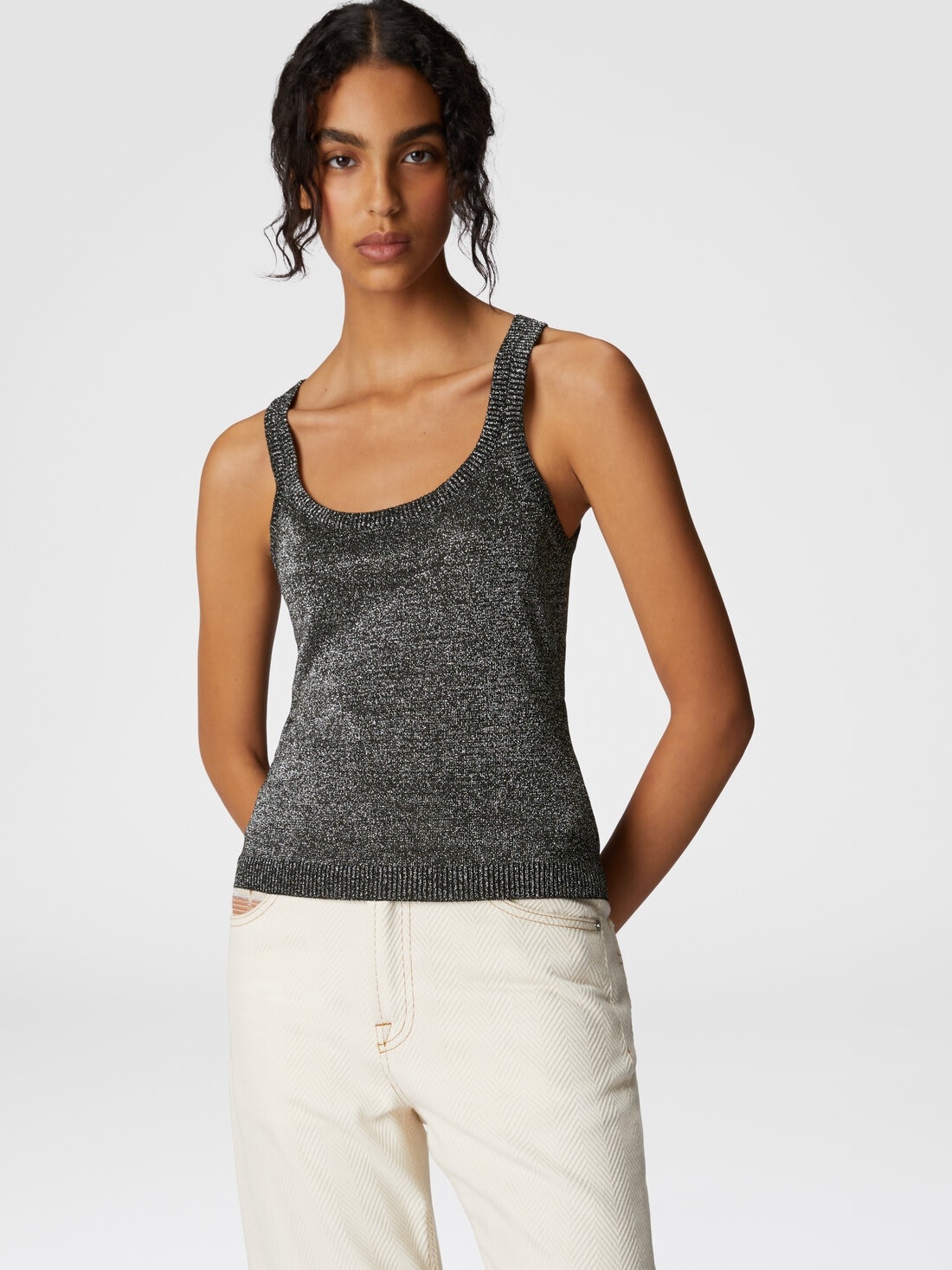 Glitter-effect viscose tank top - 4