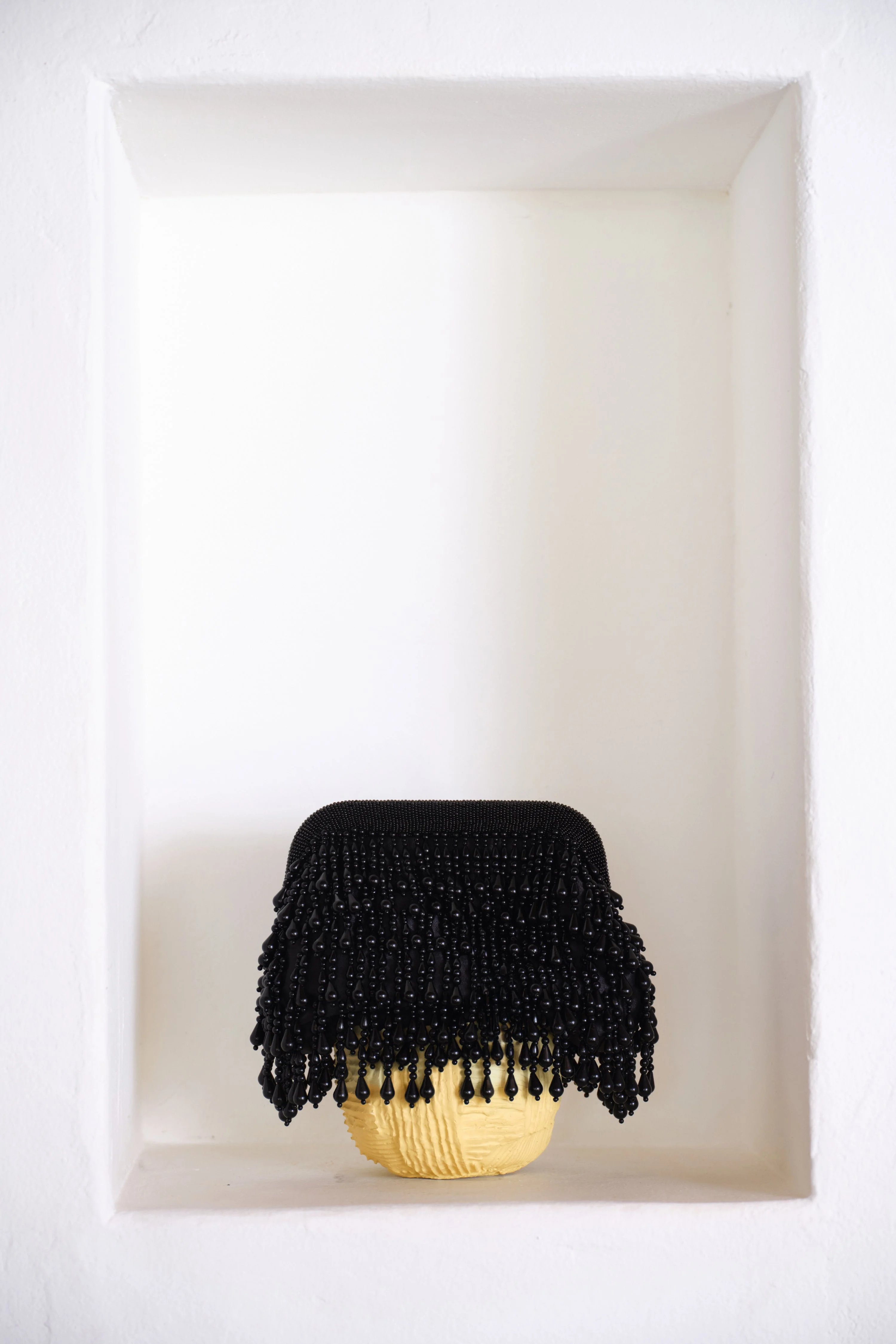 Beaded Drop Clutch In Black - 1