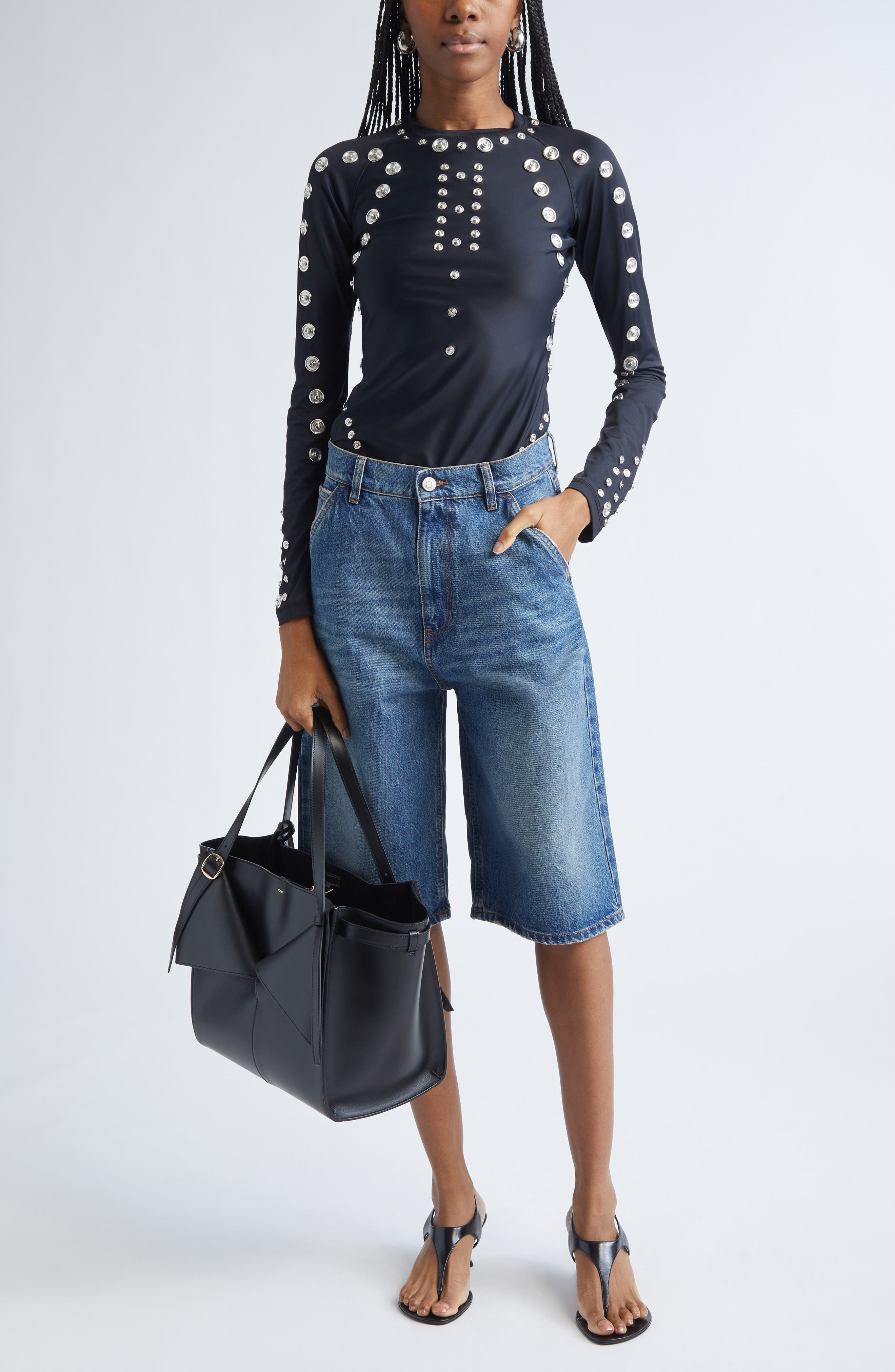 Coperni Snap Detail Jersey Top in Black at Nordstrom - 2