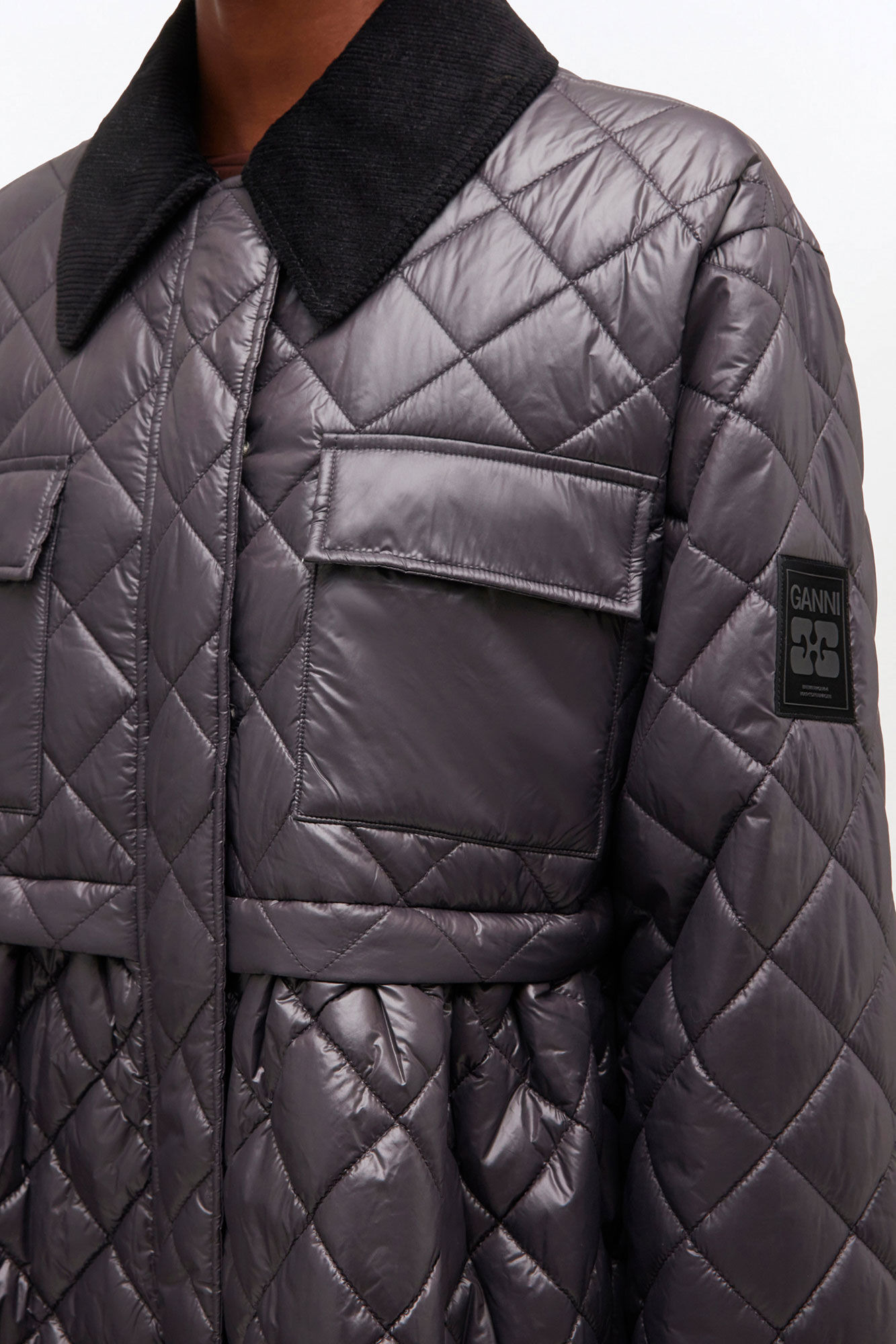 DARK GREY QUILT MIDI JACKET - 4