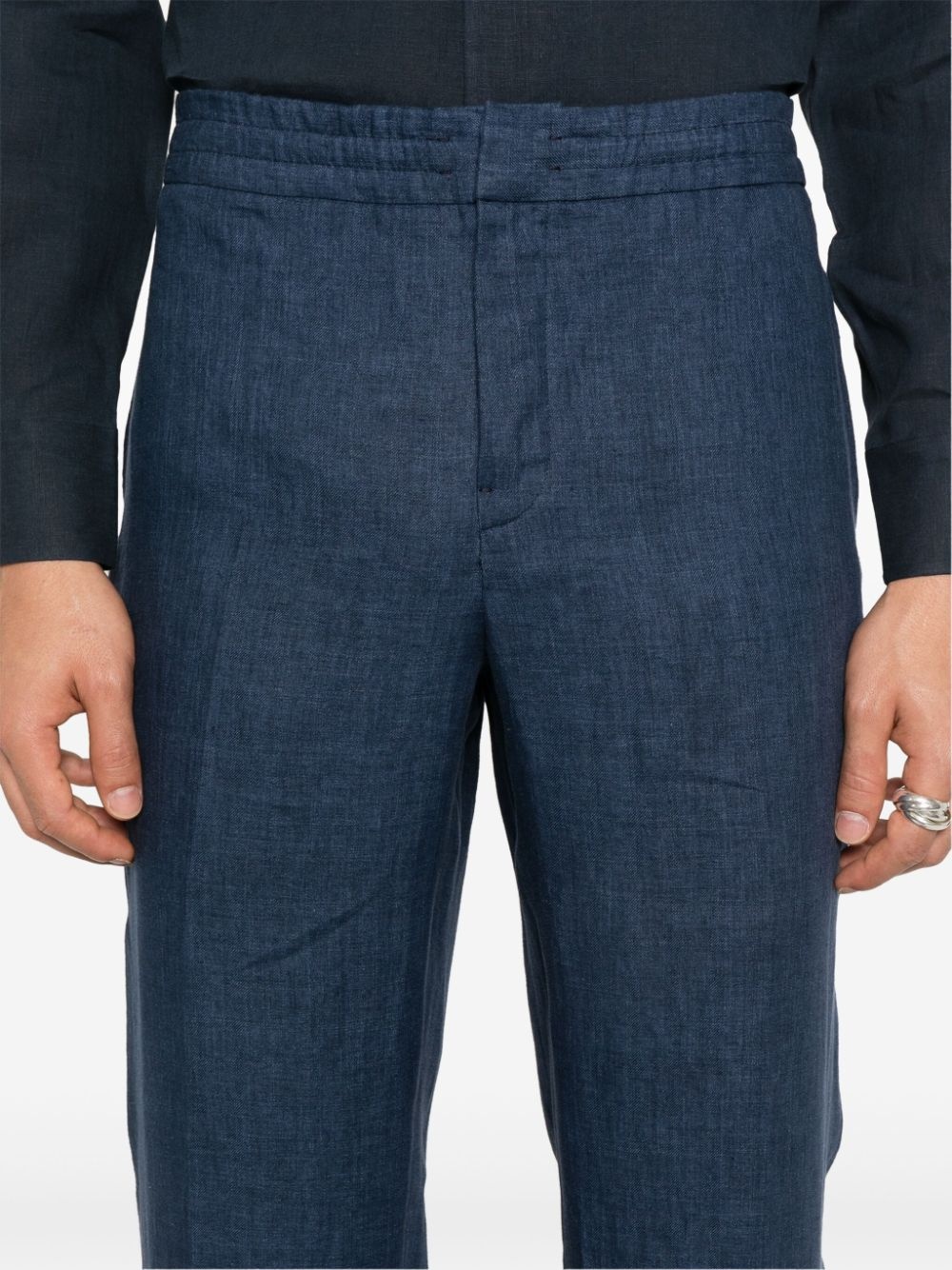 linen straight-leg trousers - 5