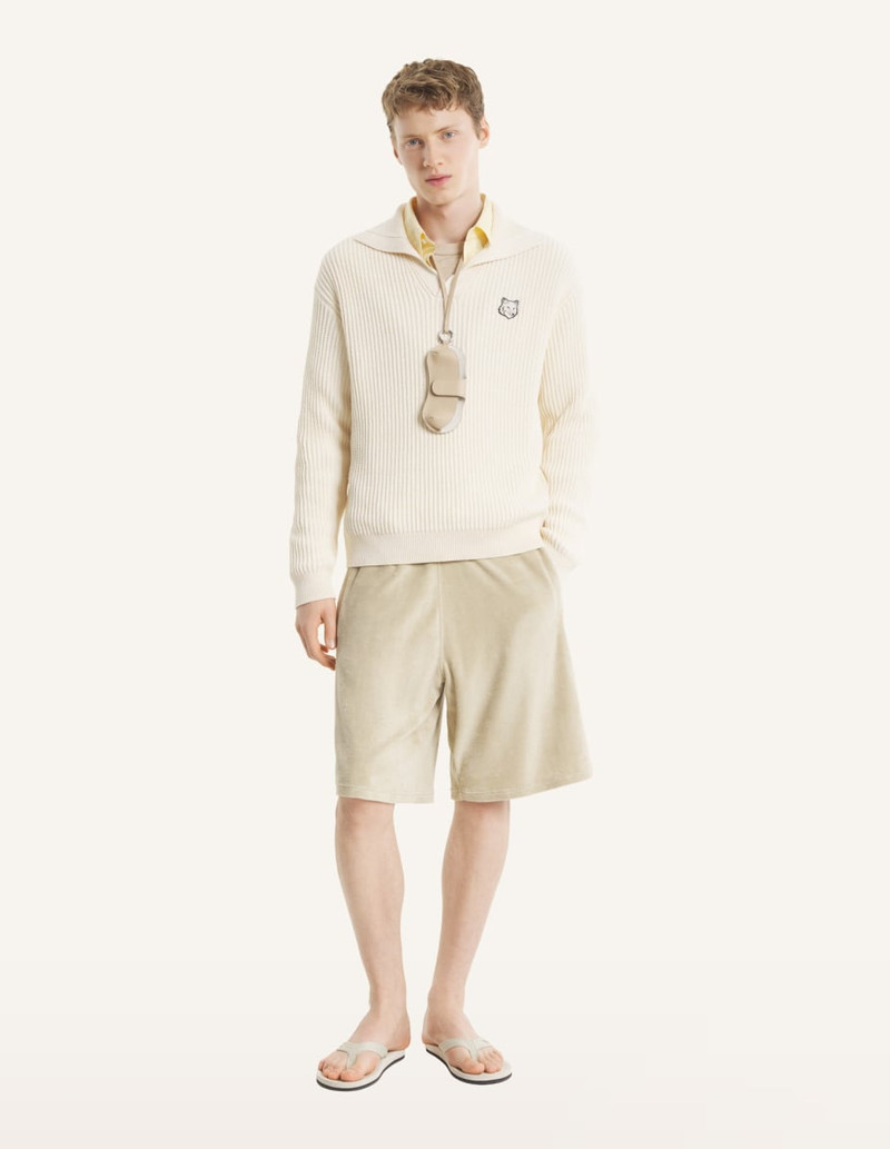 Maison Kitsuné FOX HEAD COTTON RIBBED POLO JUMPER outlook