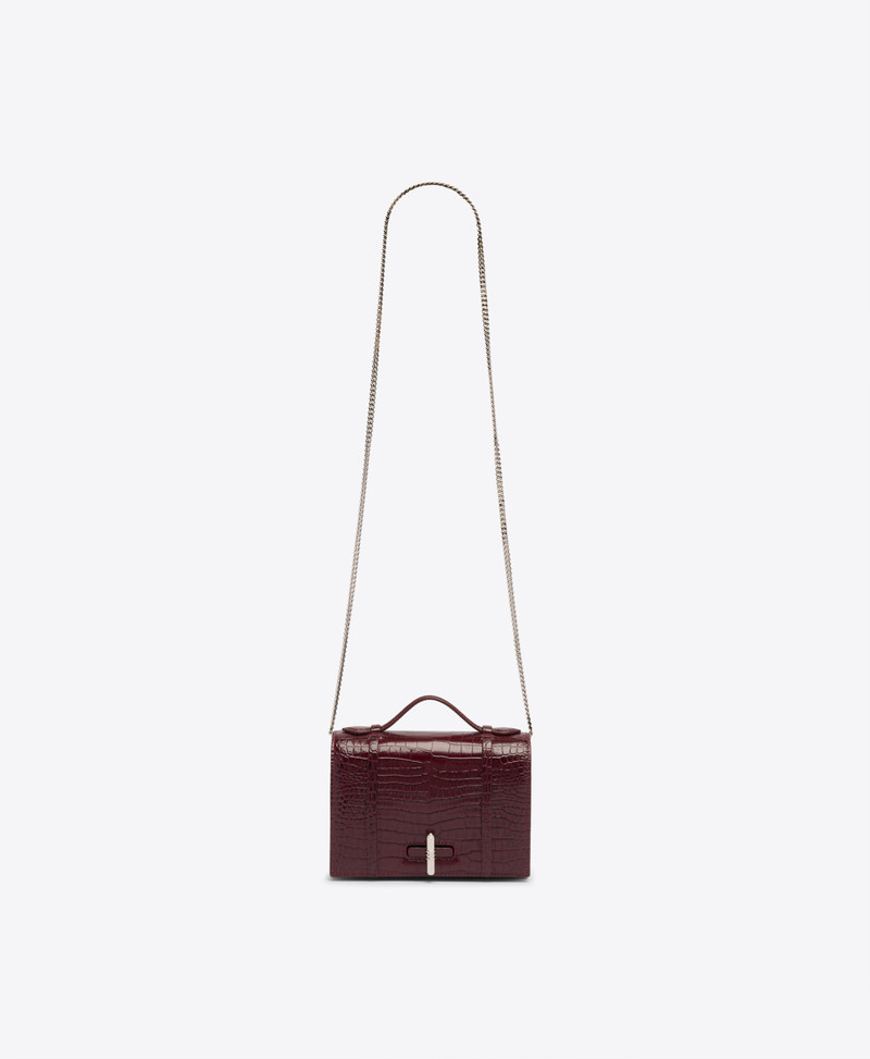 May Red Embossed Leather Small Handbag 5