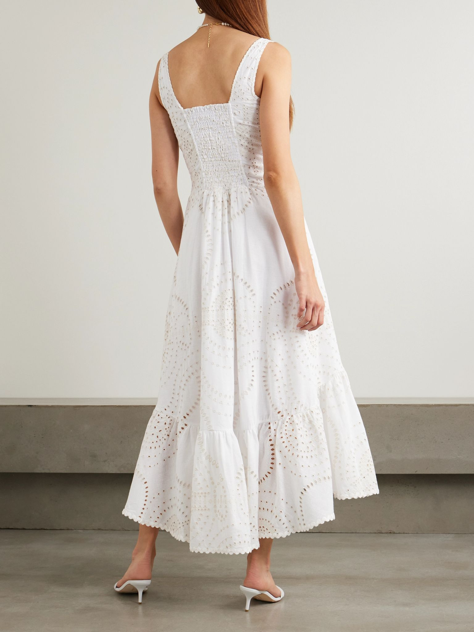 Greba broderie anglaise cotton-blend maxi dress Ivory - 3