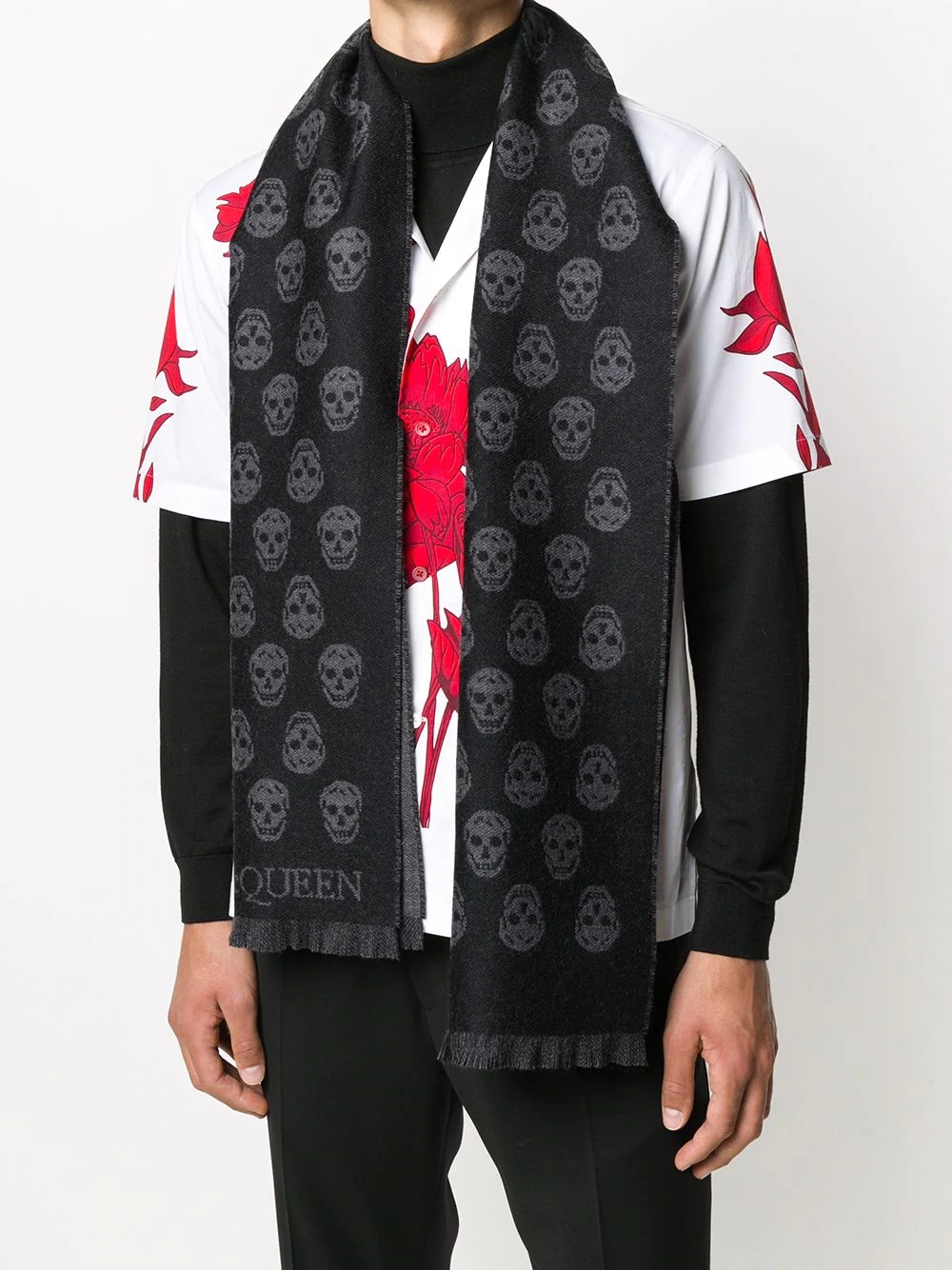 skull-jacquard scarf - 2