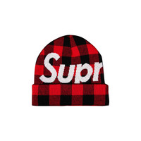 Supreme Supreme Big Logo Beanie 'Red Plaid' | REVERSIBLE