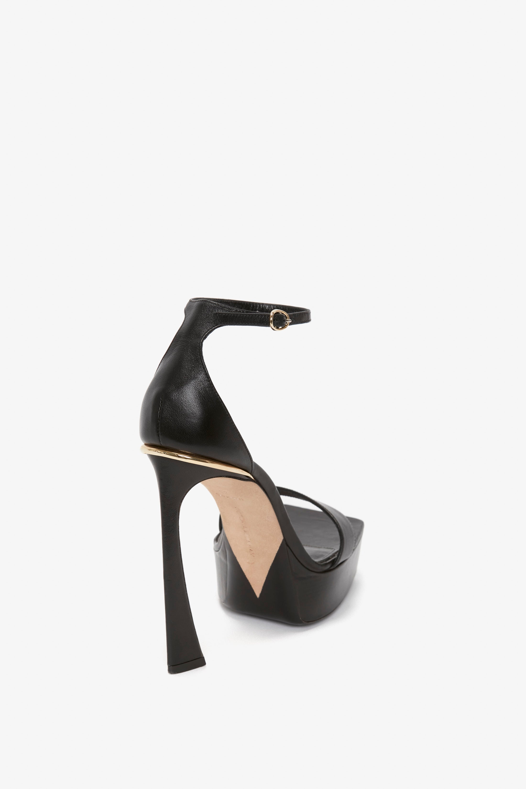 Squared Toe Platform Sandal in Black - 3