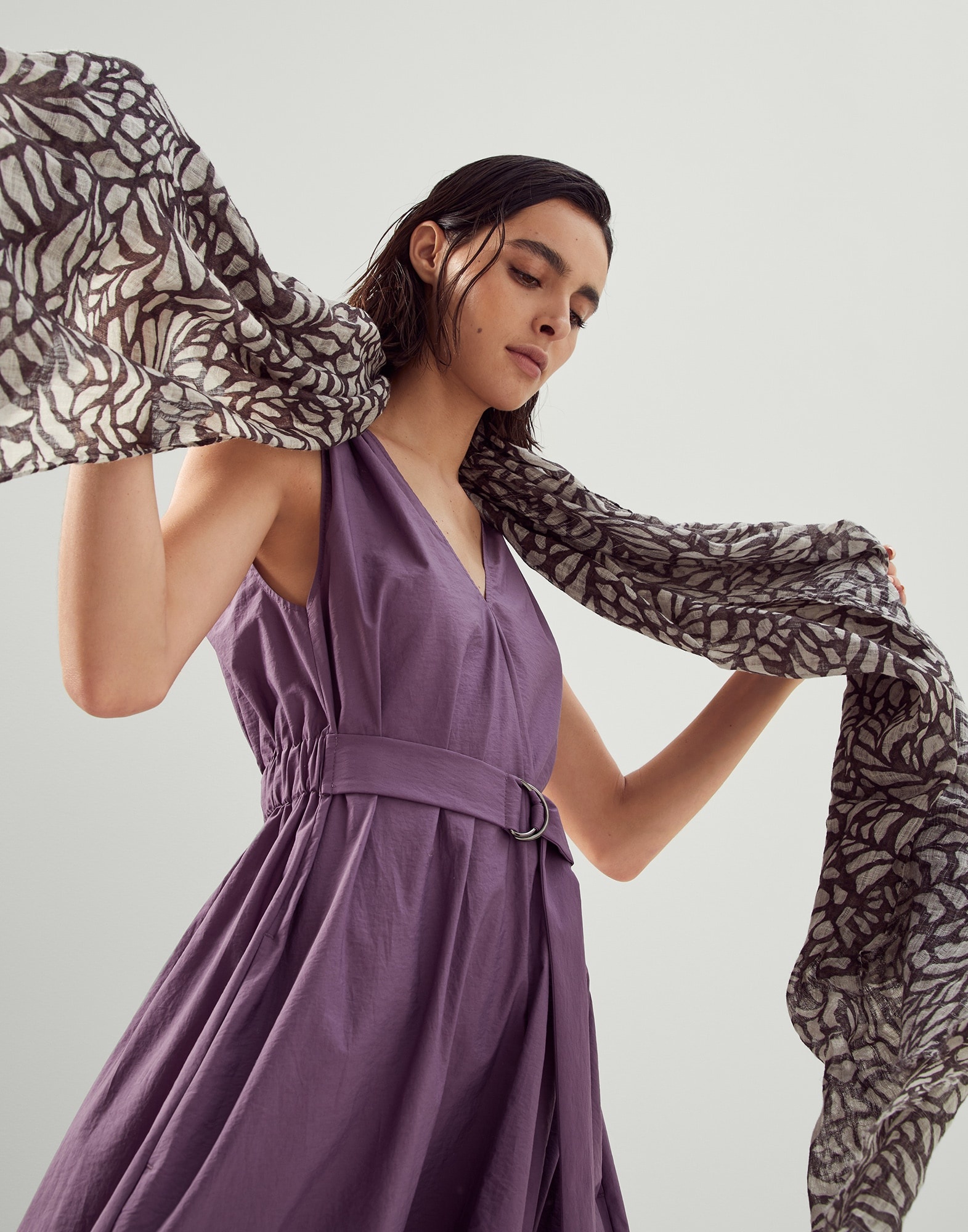 Ramage print linen scarf - 4