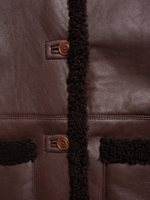 Eva Shearling Coat Dark Brown - 5