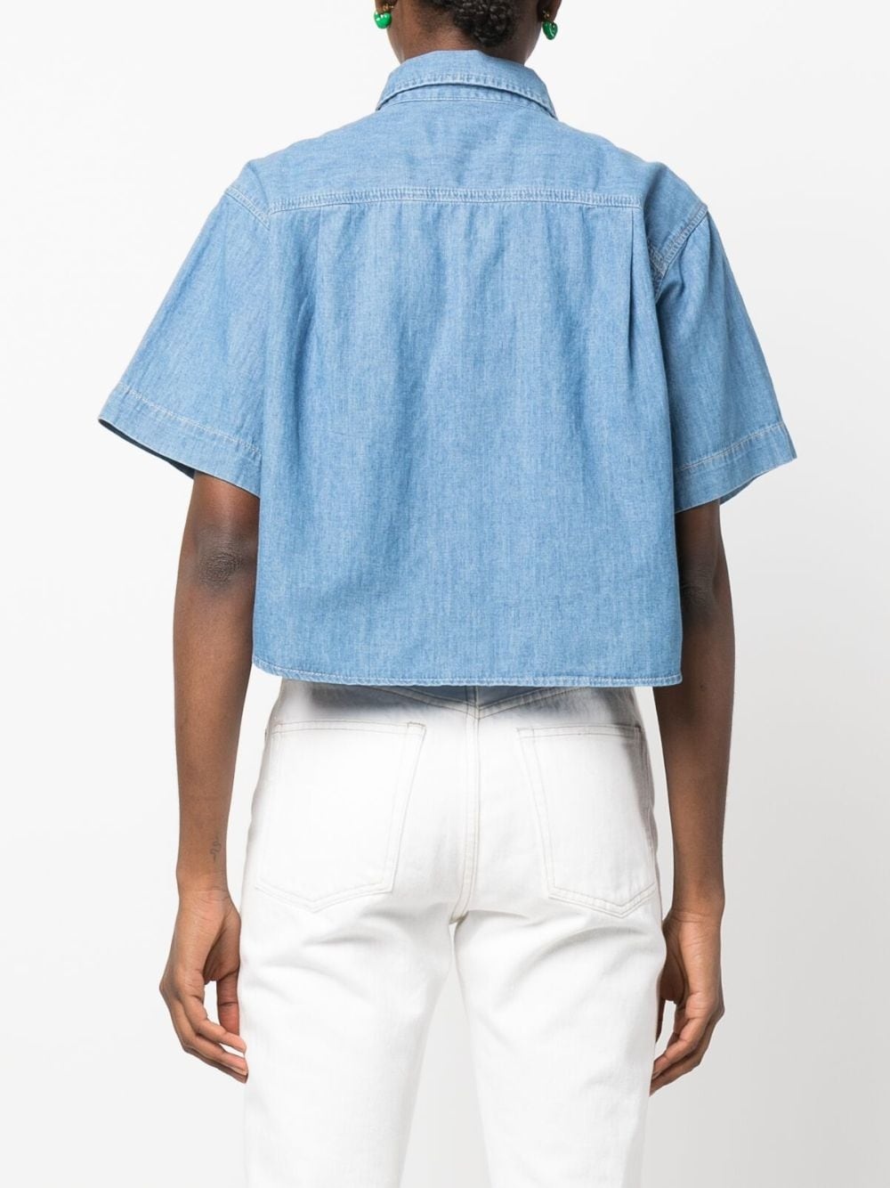 cropped cotton-linen shirt - 4