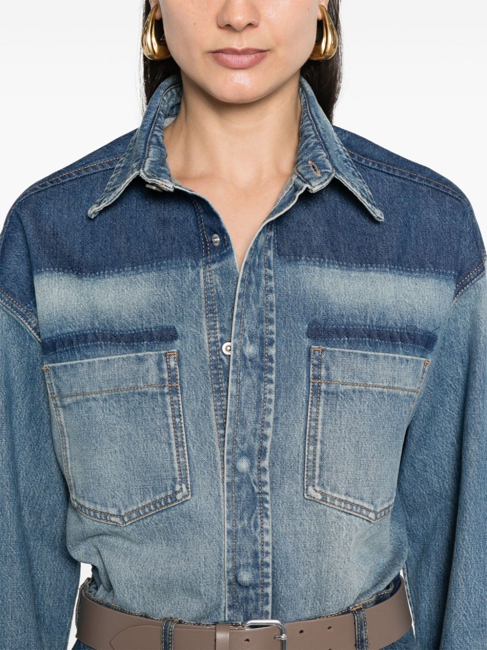 classic-collar denim shirt - 5