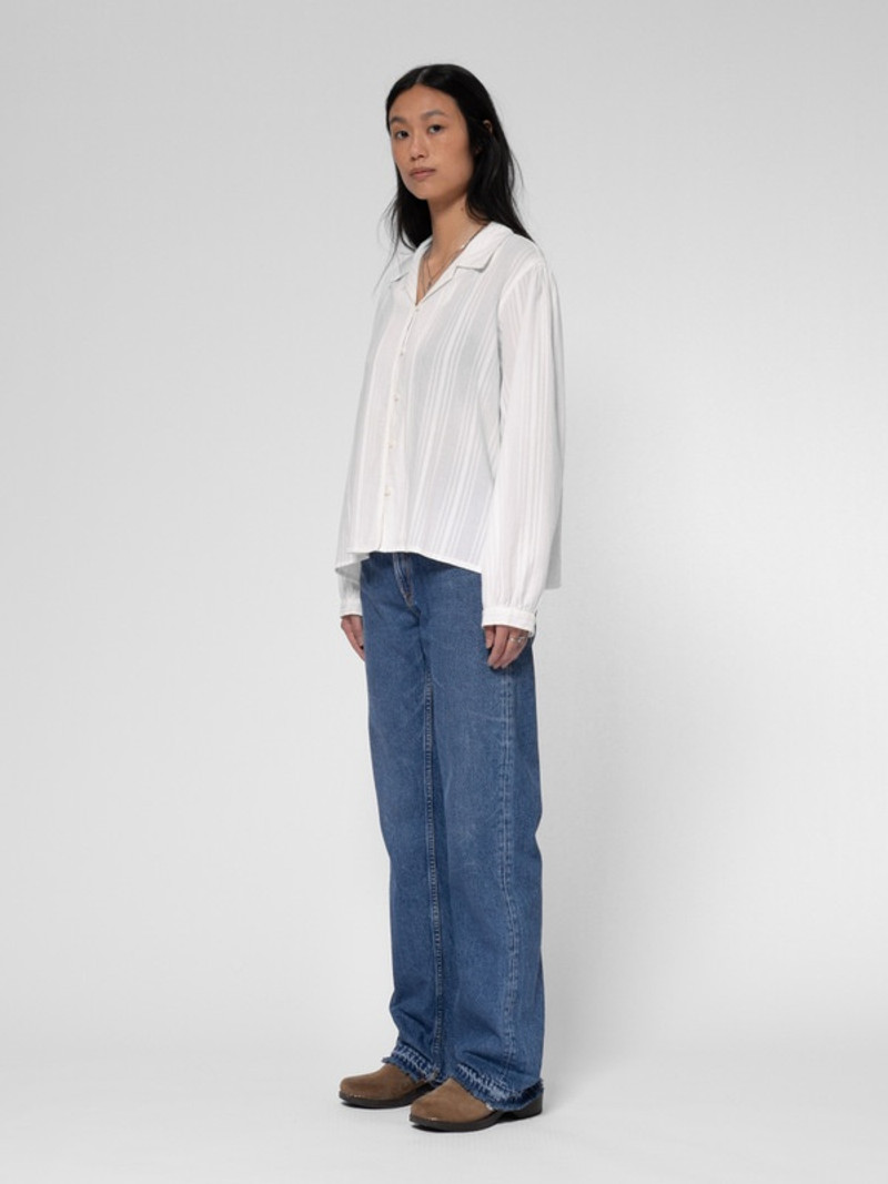 Edith Striped Dobby Blouse Offwhite 3