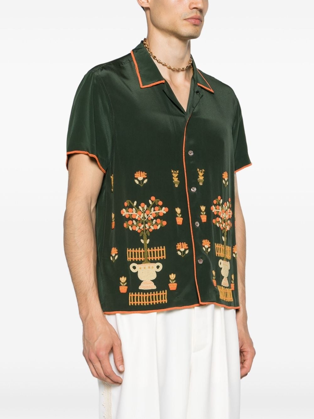 bead-embellished silk shirt - 3