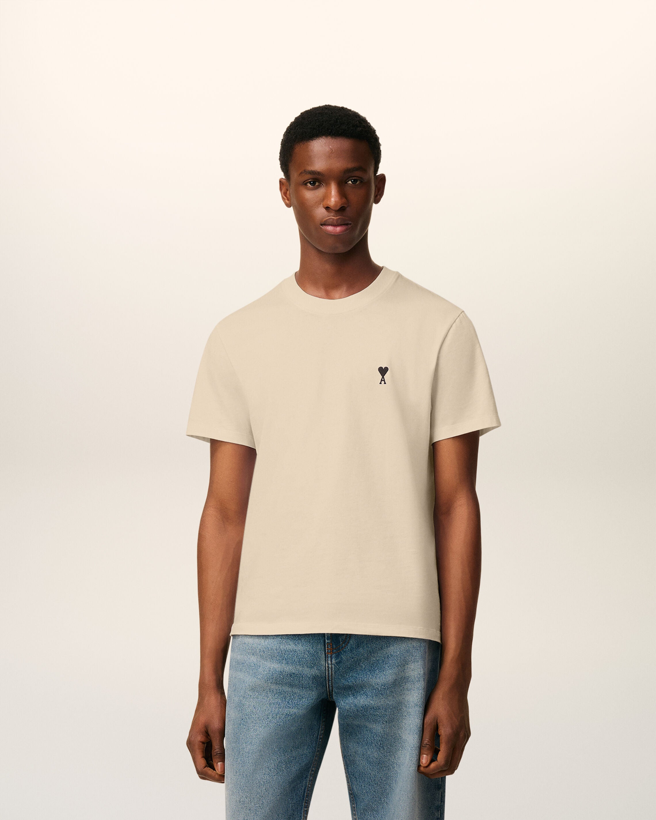 BEIGE COTTON AMI DE COEUR T-SHIRT - 2
