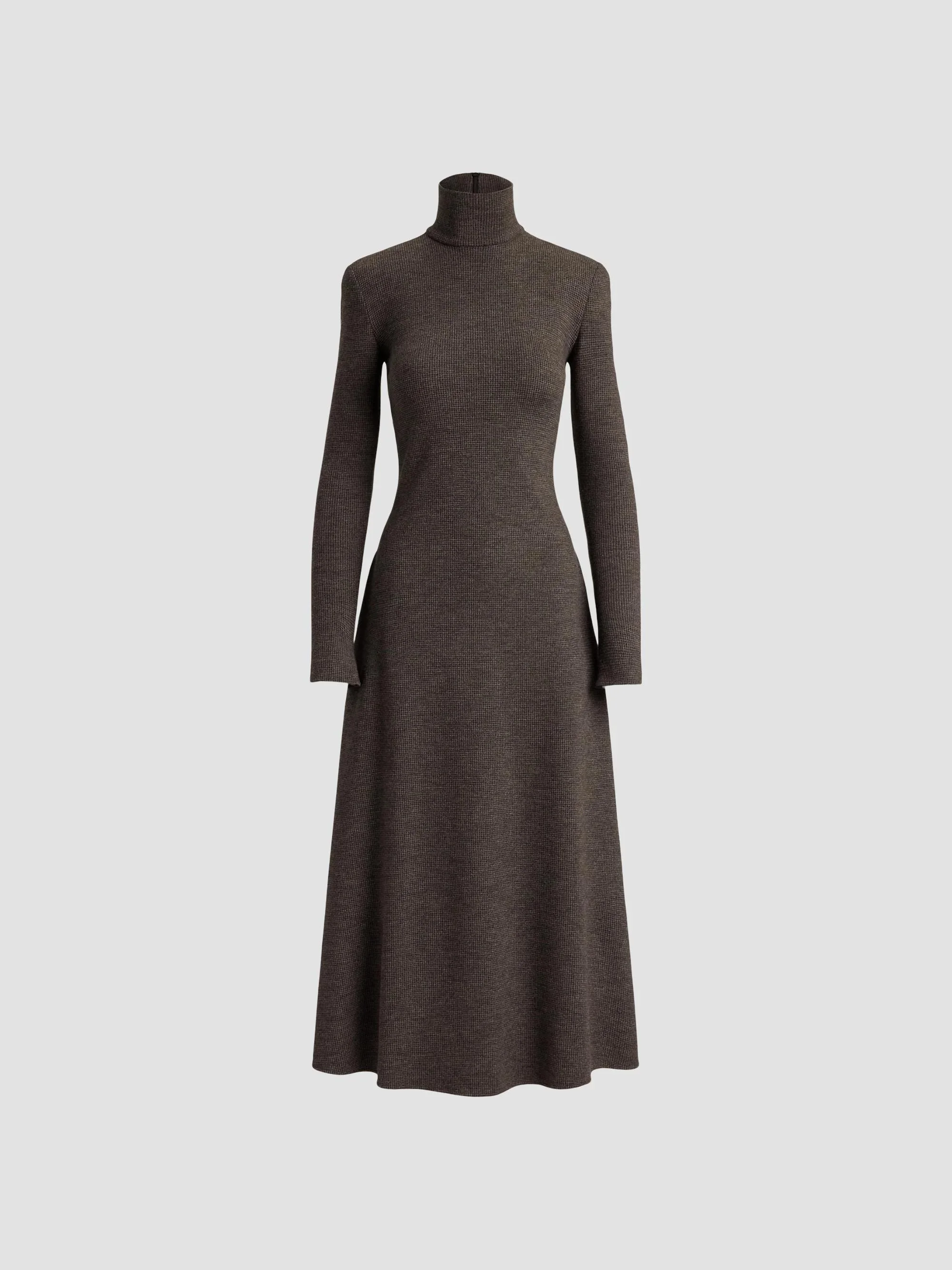 Women's Emmerson Wool Turtleneck Midi Dress - Taupe Grey - 1