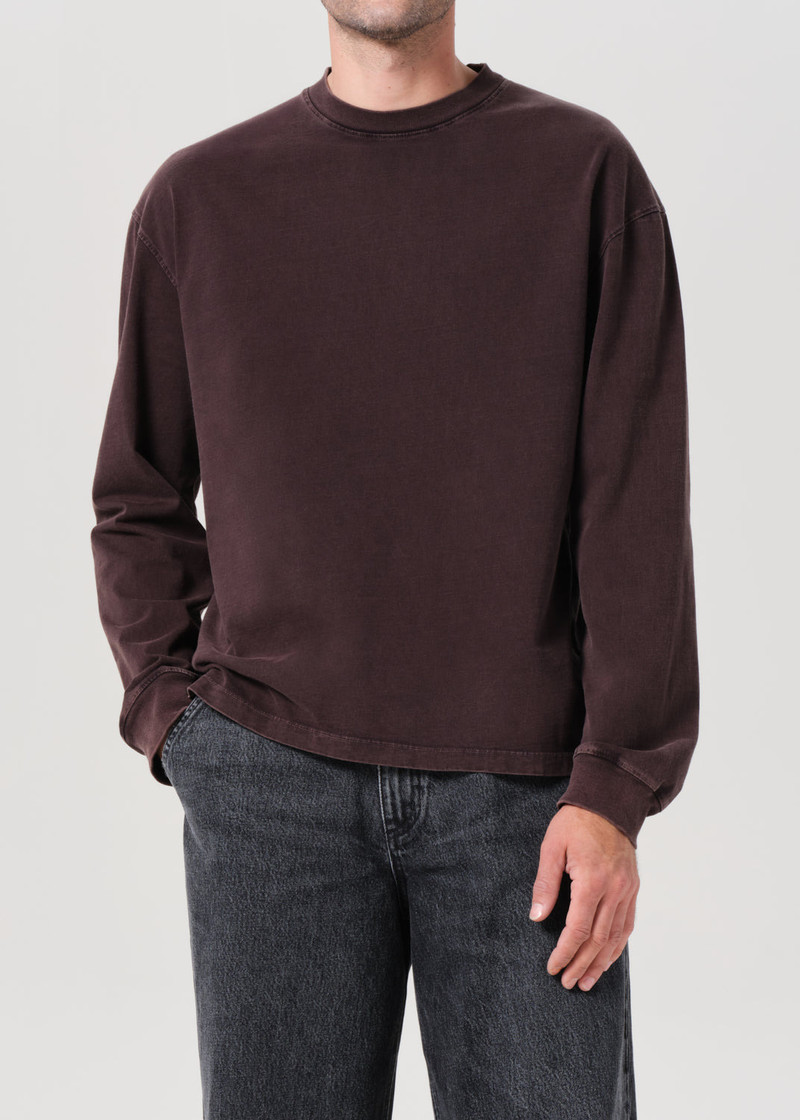 AGOLDE ASHA LONG SLEEVE MOCK NECK TEE IN MOCHA outlook