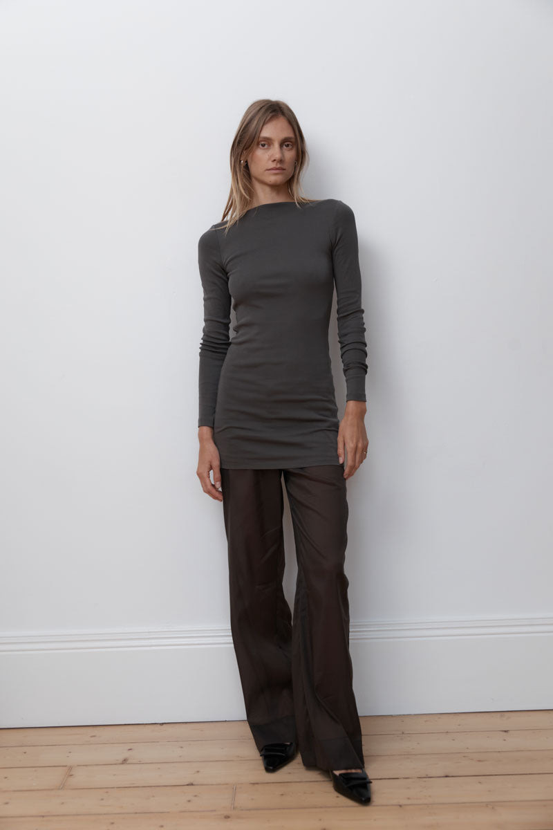 Organic Cotton Bateau Dress - Khaki - 6