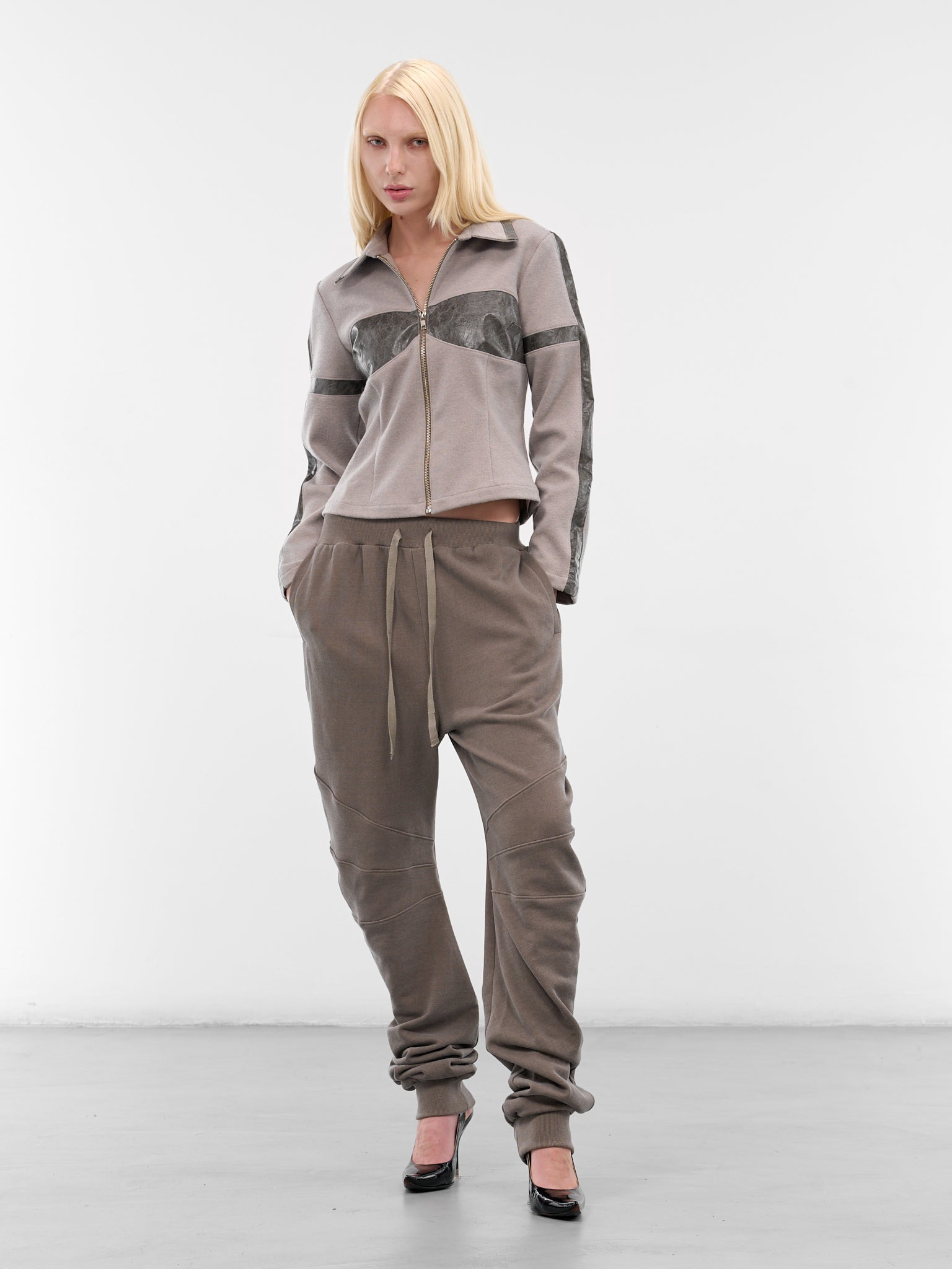 Beige Contrast Paneled Zip Jacket - 6