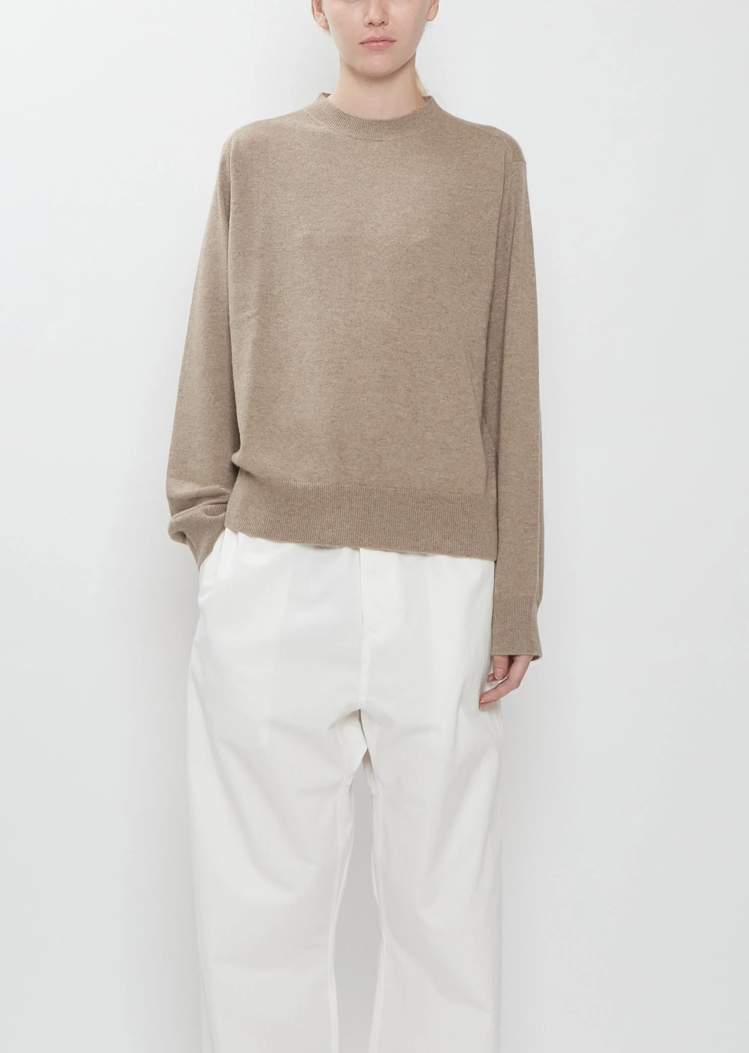 Minos Cashmere Crewneck Sweater — Sahara Mélange - 1