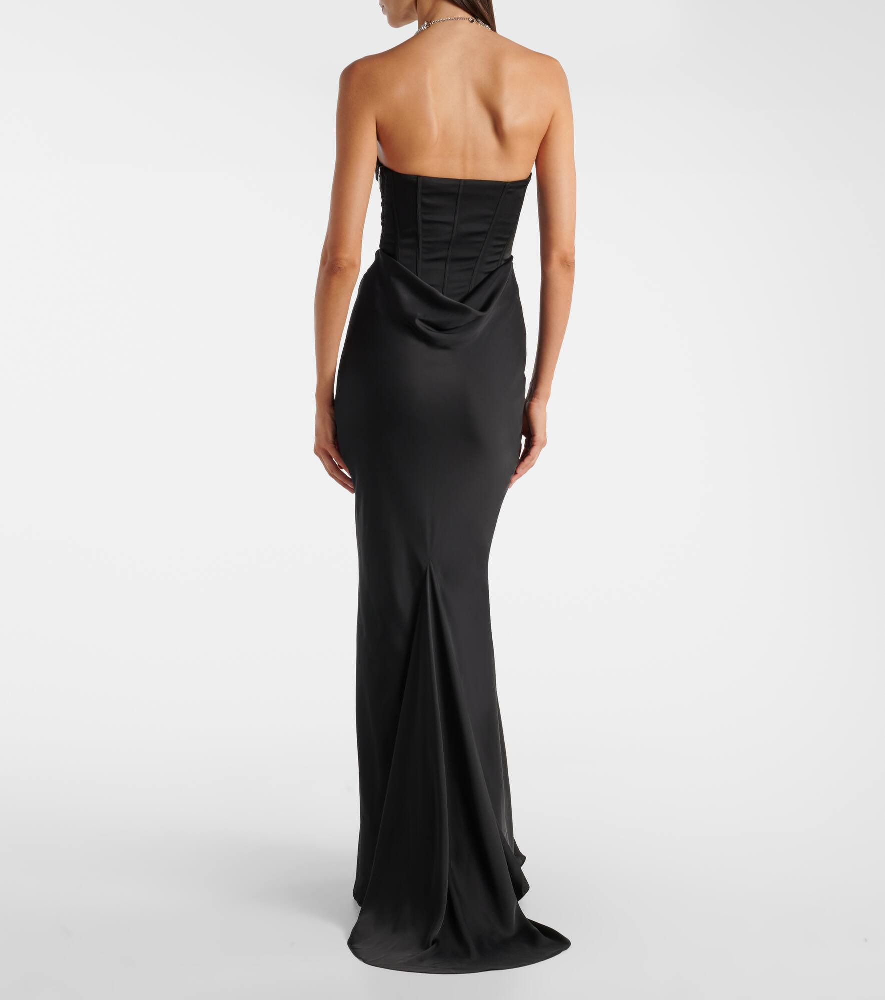 Draped satin corset gown - 3