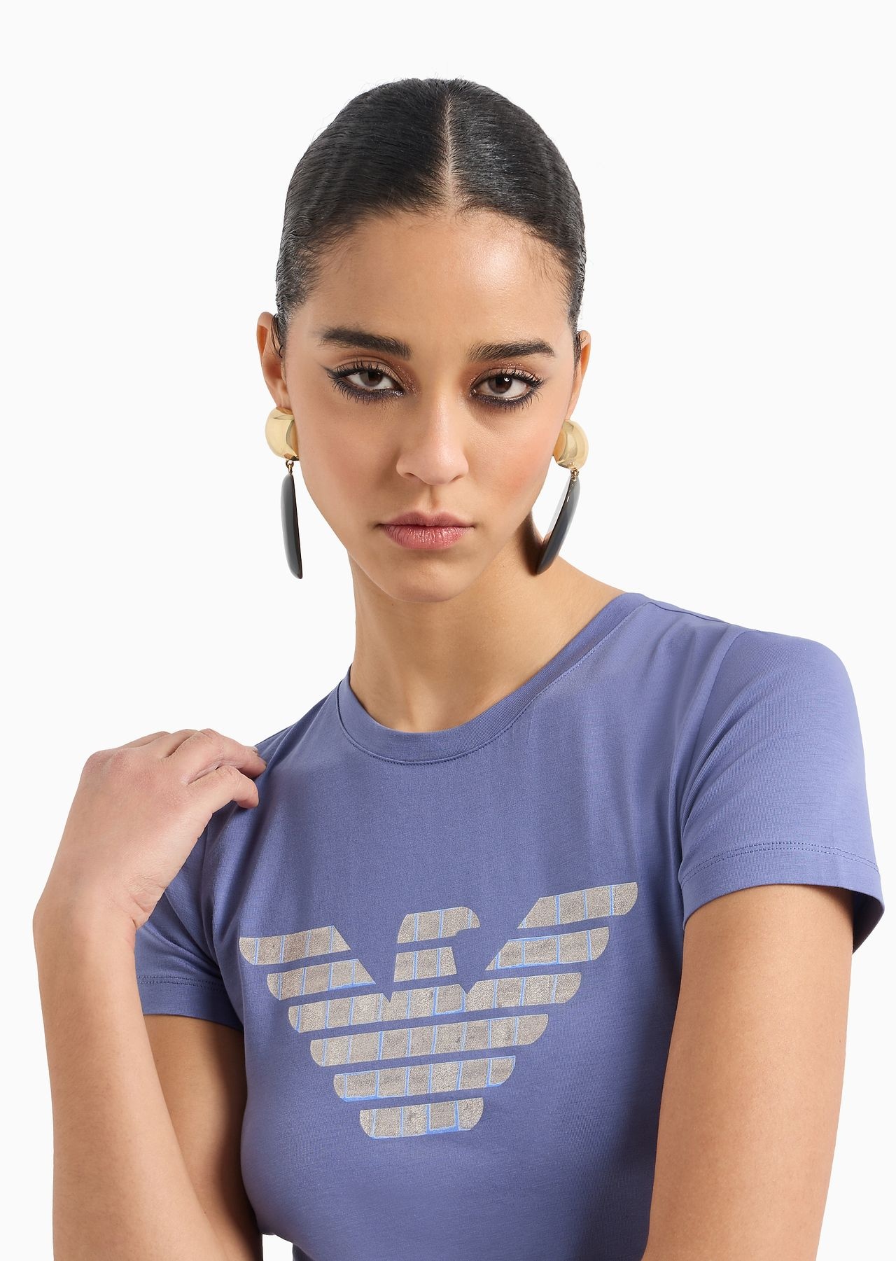Organic stretch jersey T-shirt with ASV oversized eagle pattern - 5