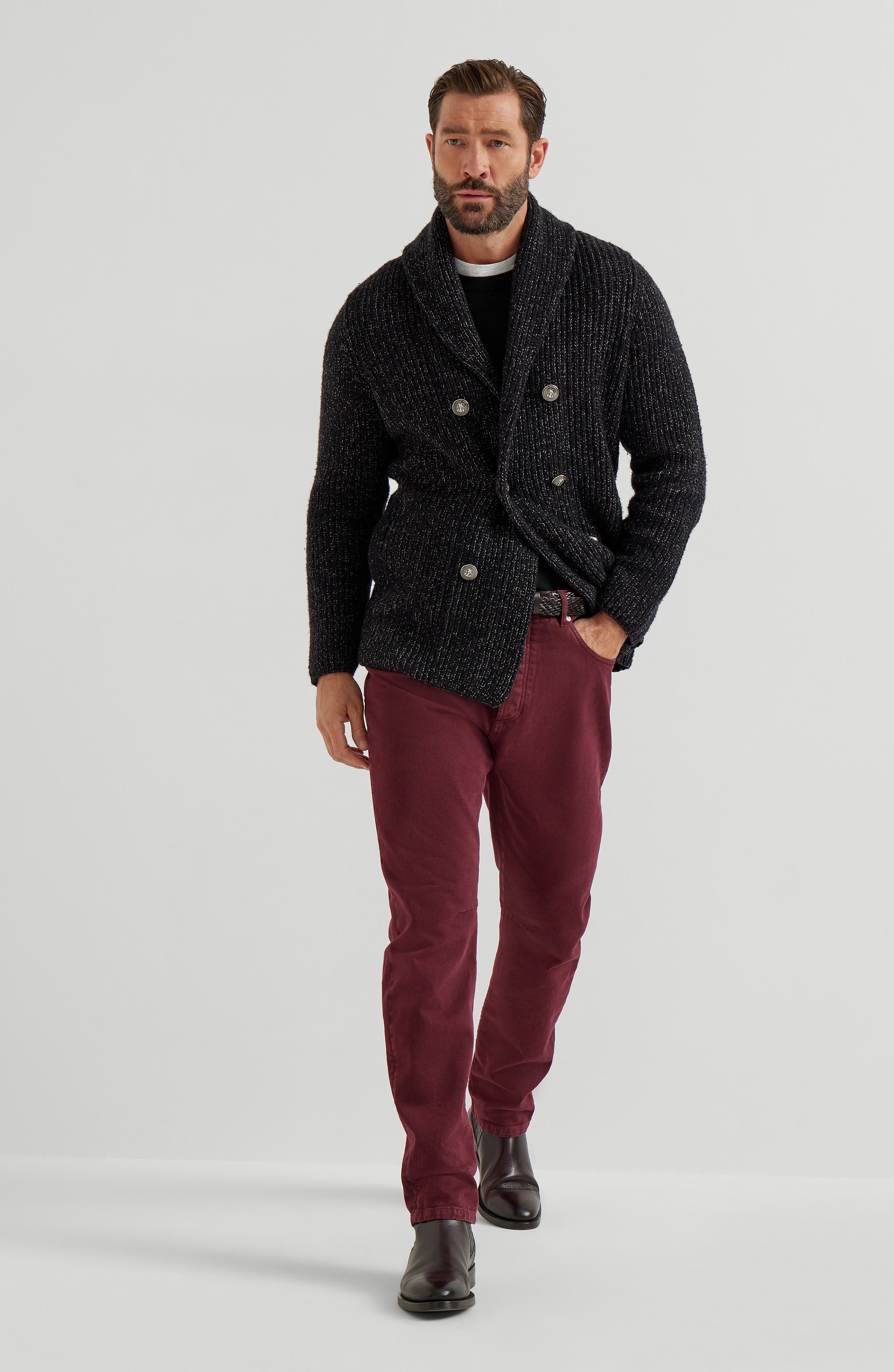 Brunello Cucinelli Lightweight sweater with patches in Black at Nordstrom - 6