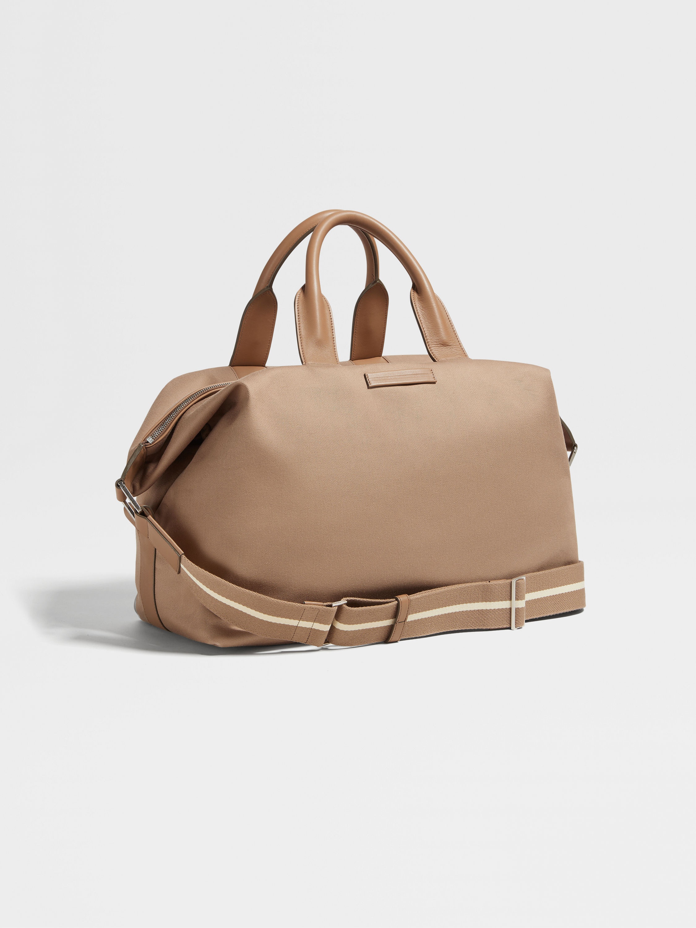 DARK BEIGE COTTON AND LEATHER HOLDALL RAGLAN - 3