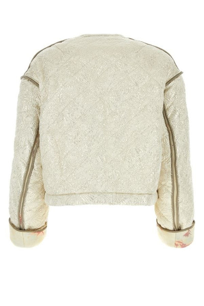 Dries Van Noten Platinum silk blend bomber jacket outlook