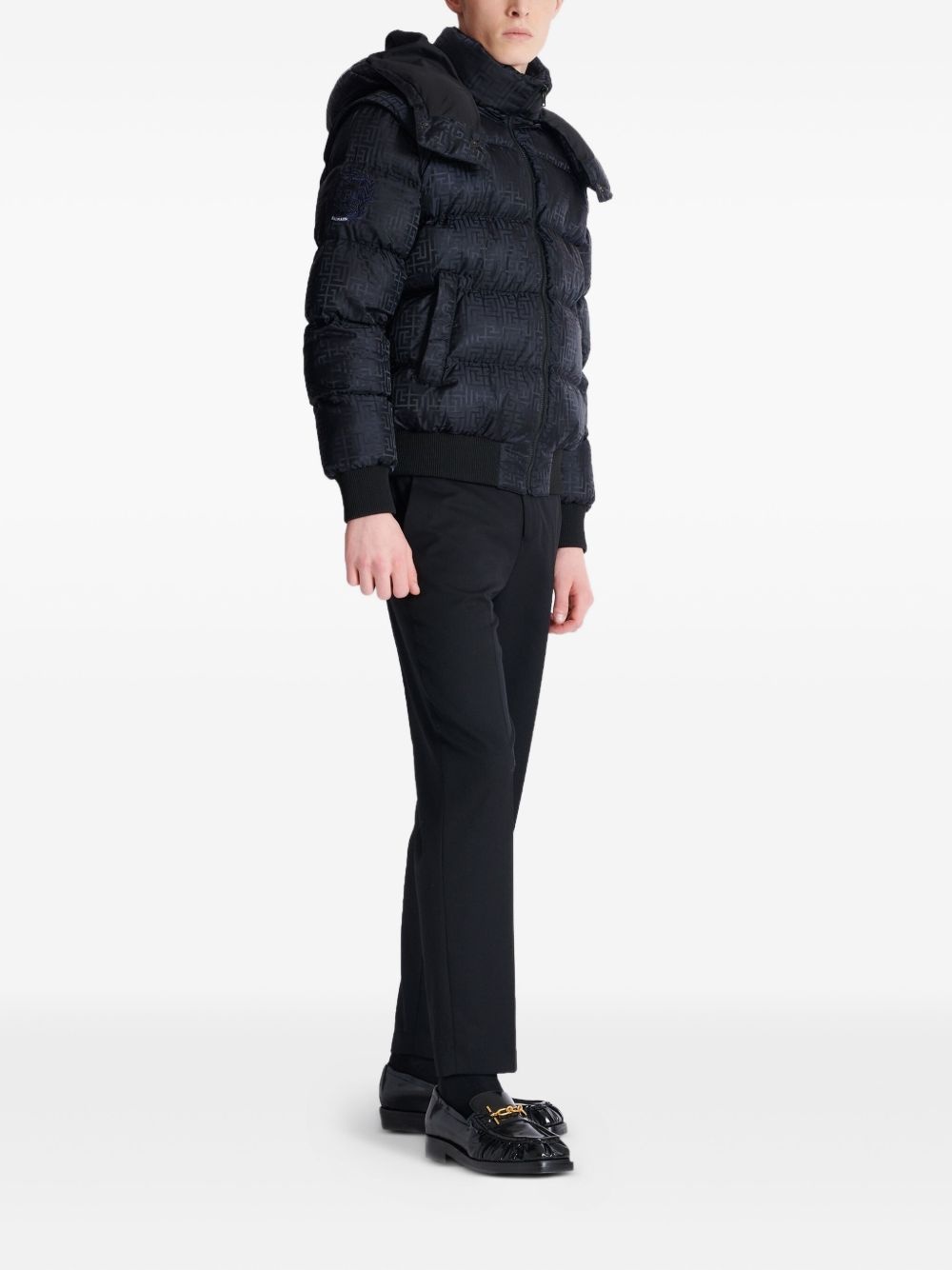 monogram-jacquard padded jacket - 5