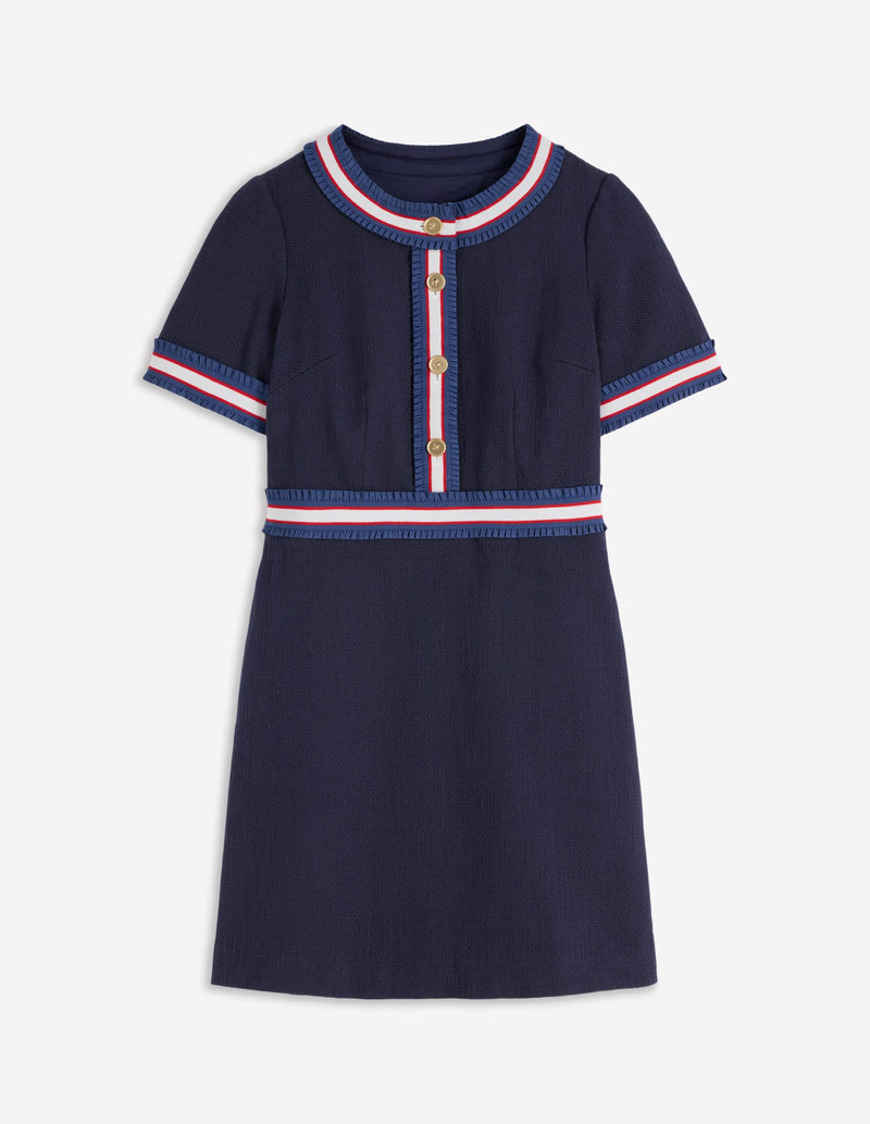 Button Short Dress-Navy 1