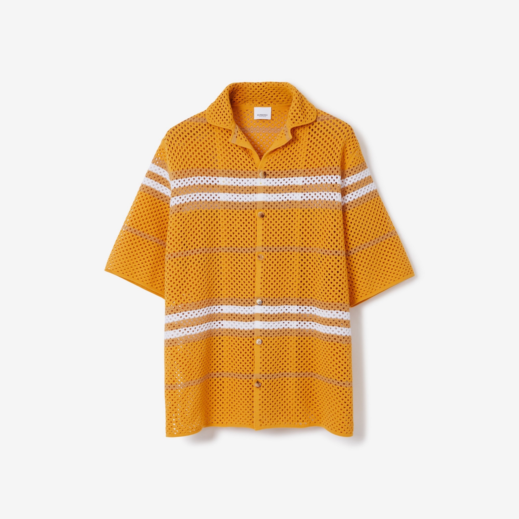 Icon Stripe Pointelle Knit Oversized Shirt - 1