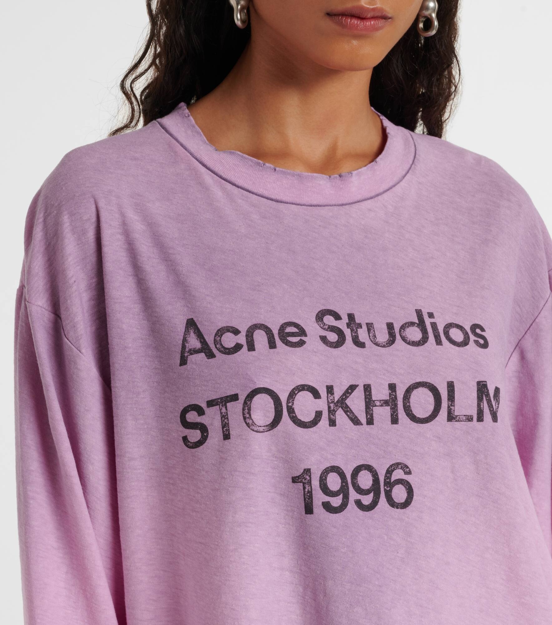 Acne Studios Logo cotton and hemp jersey top | mytheresa