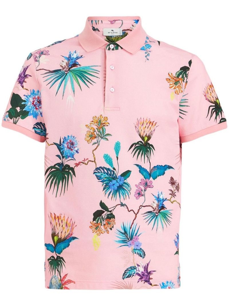 floral-print polo shirt - 1