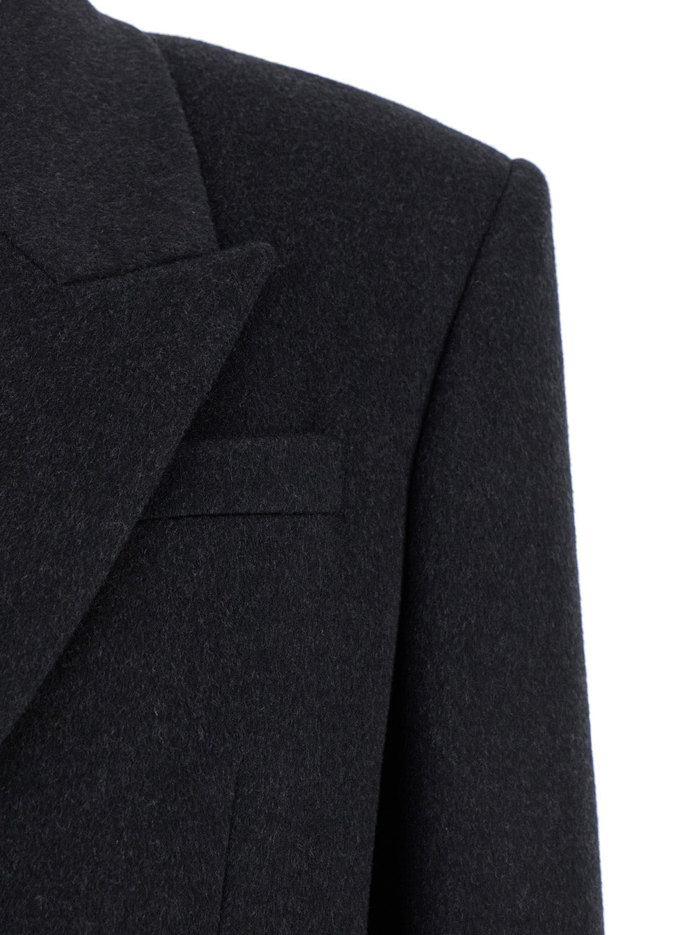 Saint Laurent Women Grey Double-Breasted Coat With Peak Revers In Cashmere And Wool Woman - 3
