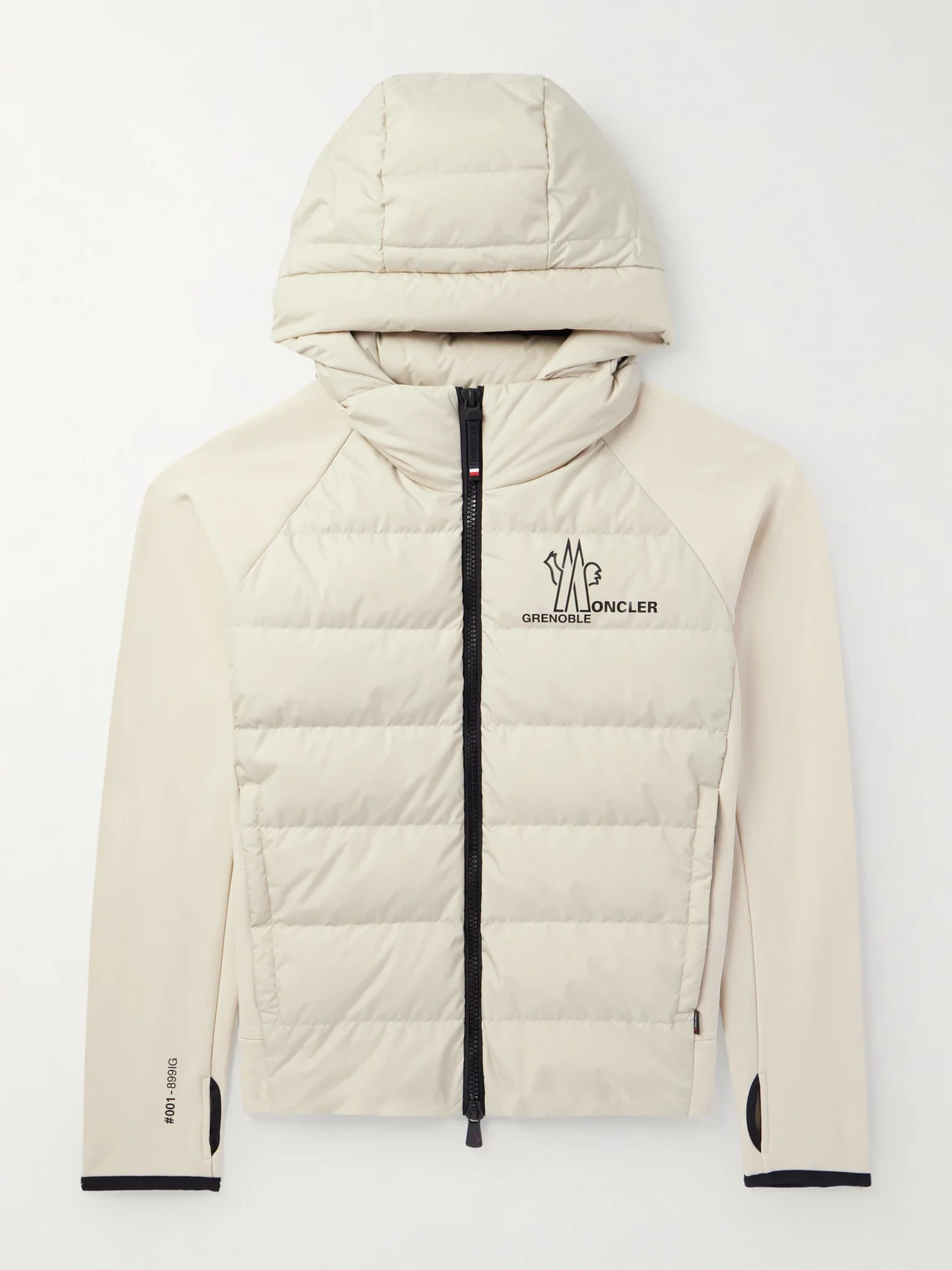 Logo-Print Quilted Shell and Stretch-Jersey Hooded Down Jacket - 1